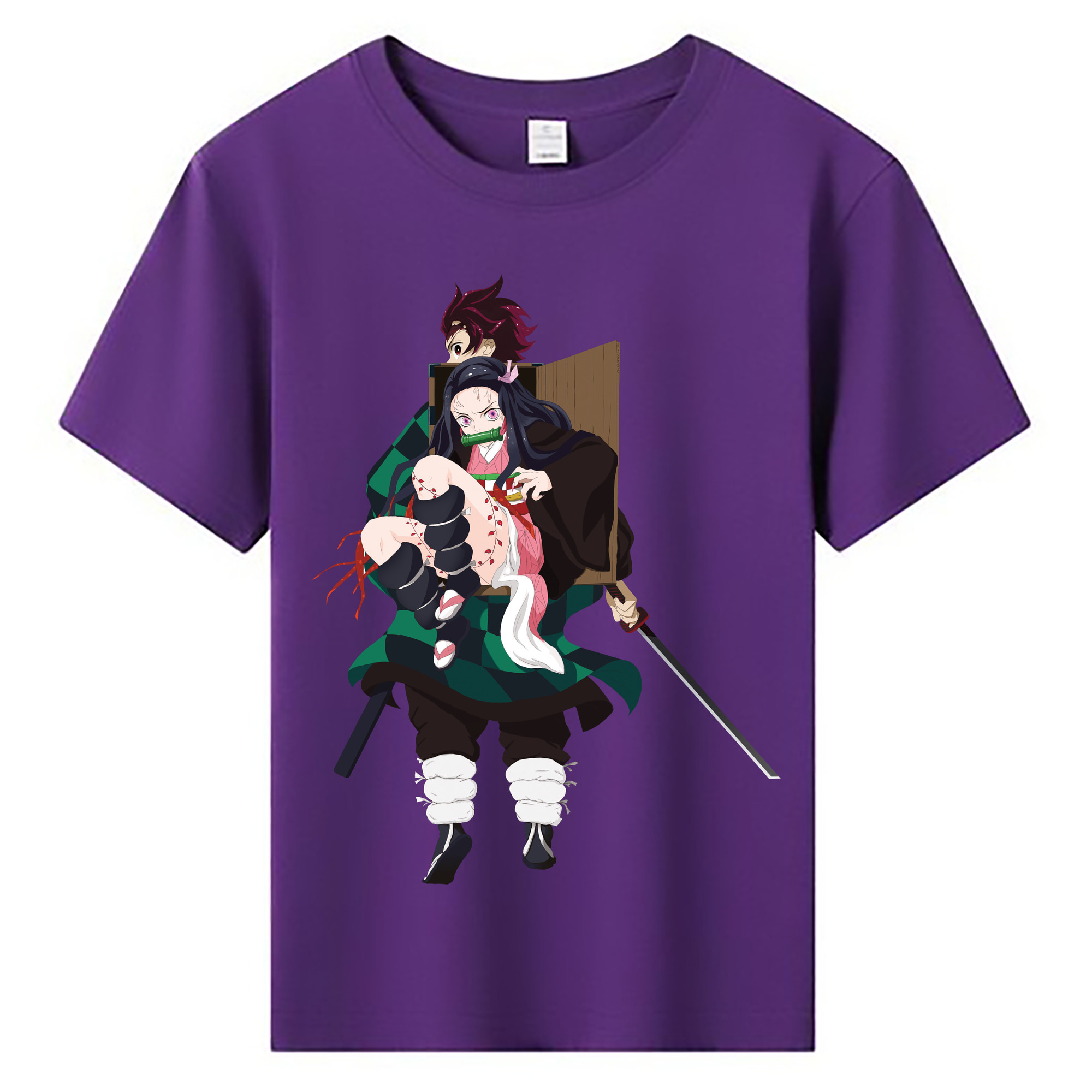 （画像用） 鬼滅の刃（きめつのやいば）竈門 禰󠄀豆子／かまど ねずこ Kamado Nezuko 綿100％キッズTシャツ（フロントプリント）