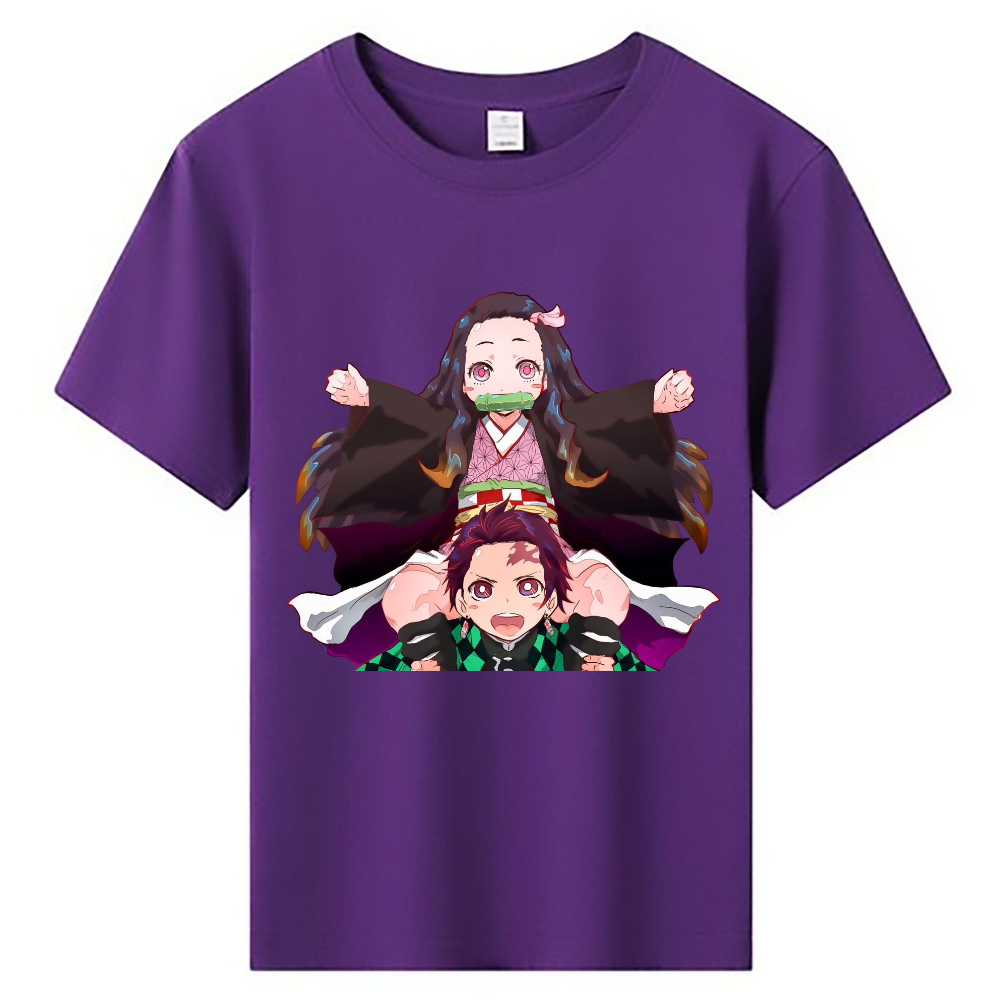 （画像用） 鬼滅の刃（きめつのやいば）竈門 禰󠄀豆子／かまど ねずこ Kamado Nezuko 綿100％キッズTシャツ（フロントプリント）