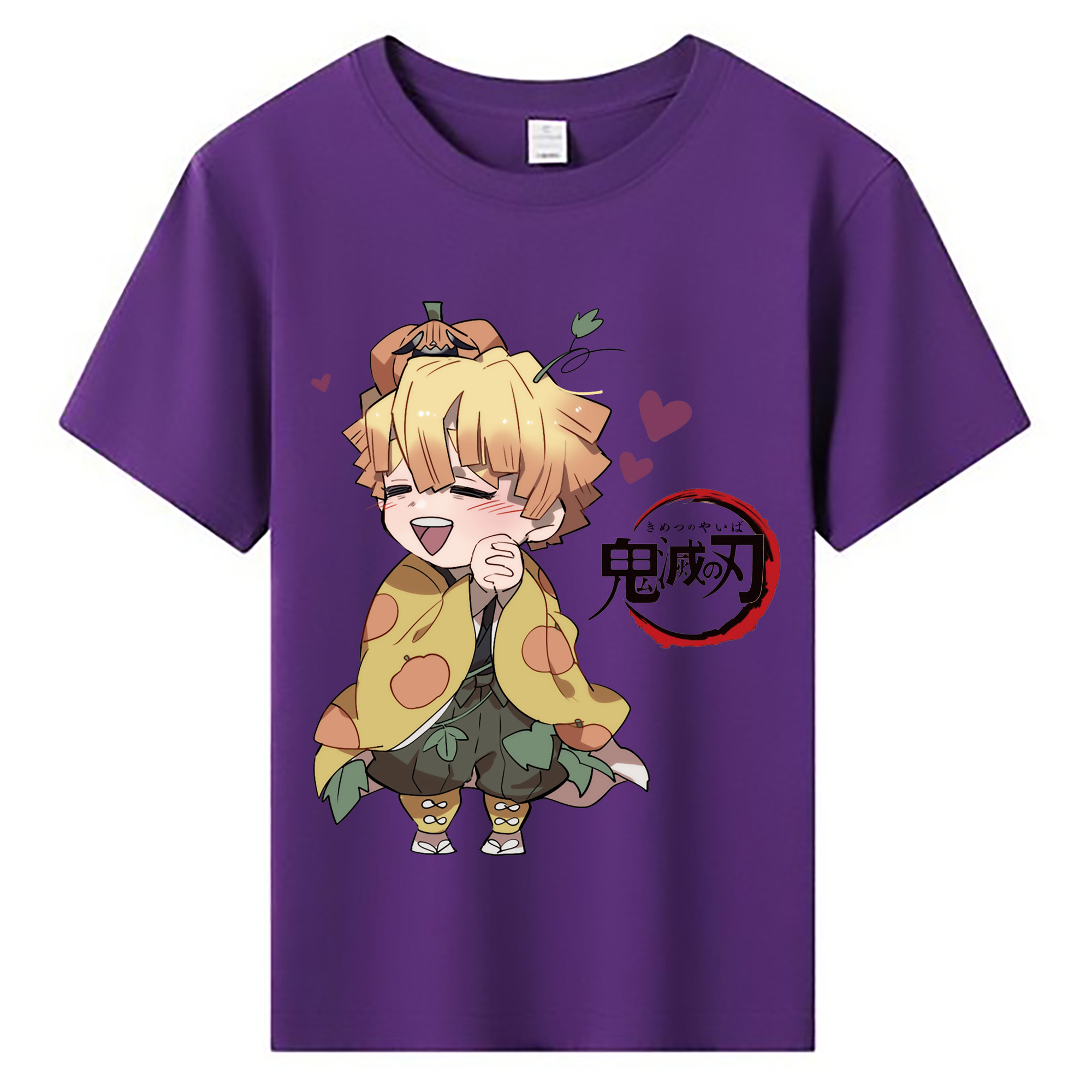 （画像用） 鬼滅の刃（きめつのやいば）我妻 善逸／あがつま ぜんいつ Agatsuma Zenitsu 綿100％キッズTシャツ（フロントプリント）