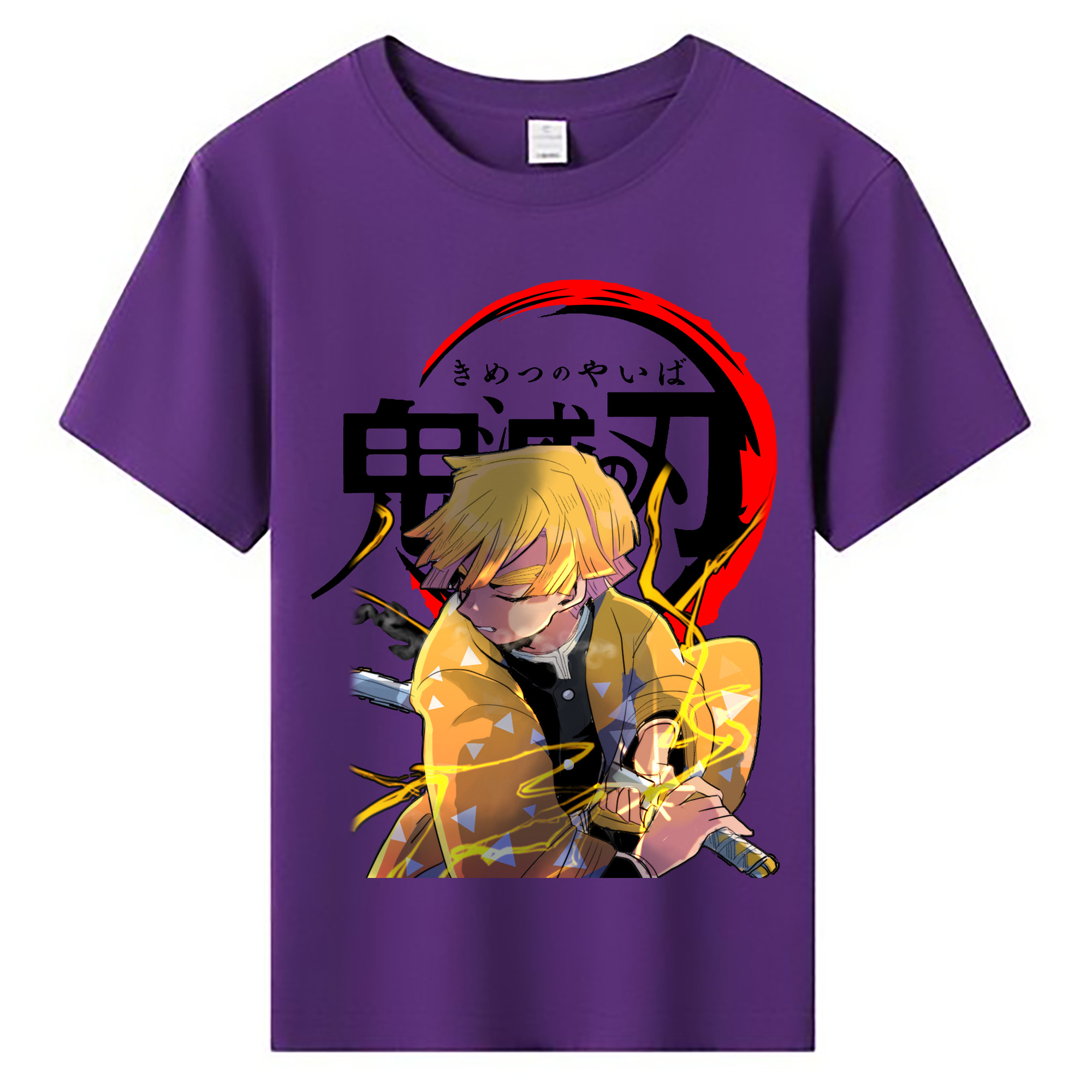 （画像用） 鬼滅の刃（きめつのやいば）我妻 善逸／あがつま ぜんいつ Agatsuma Zenitsu 綿100％キッズTシャツ（フロントプリント）