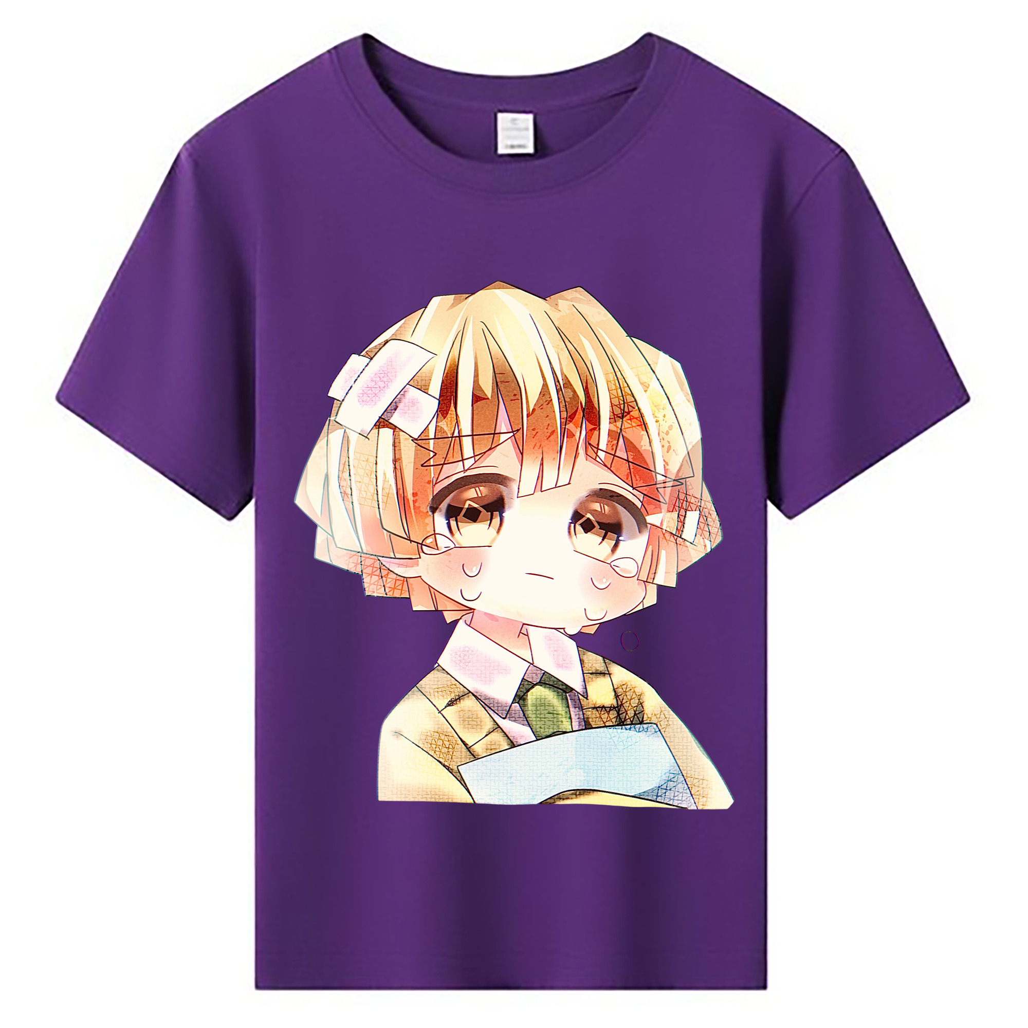 （画像用） 鬼滅の刃（きめつのやいば）我妻 善逸／あがつま ぜんいつ Agatsuma Zenitsu 綿100％キッズTシャツ（フロントプリント）