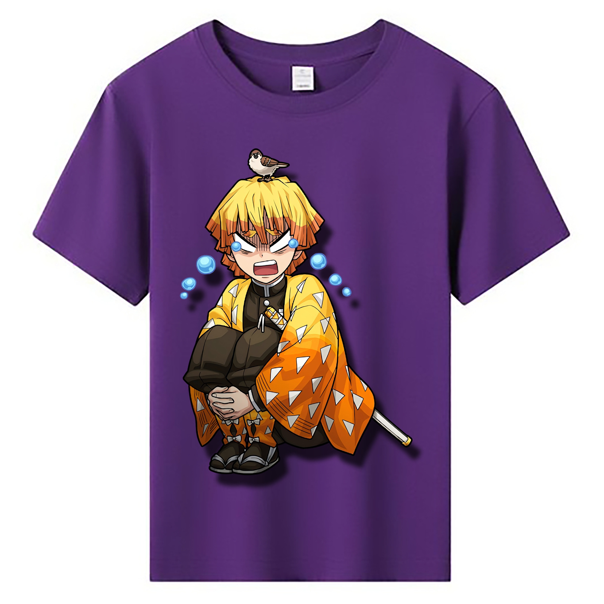 （画像用） 鬼滅の刃（きめつのやいば）我妻 善逸／あがつま ぜんいつ Agatsuma Zenitsu 綿100％キッズTシャツ（フロントプリント）