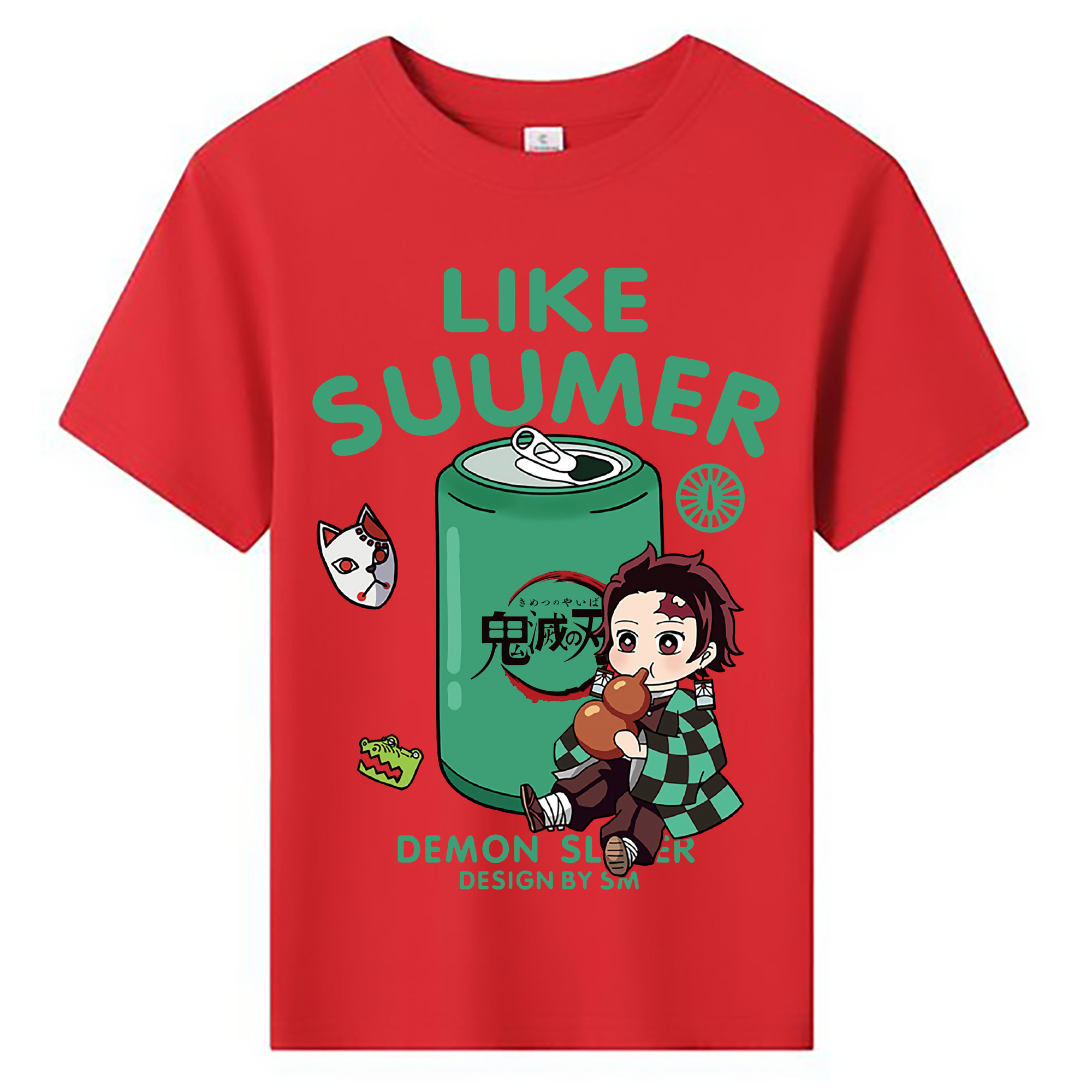 （画像用） 鬼滅の刃 竈門 炭治郎／かまど たんじろう Kamado Tanjirou 綿100％キッズTシャツ（フロントプリント）