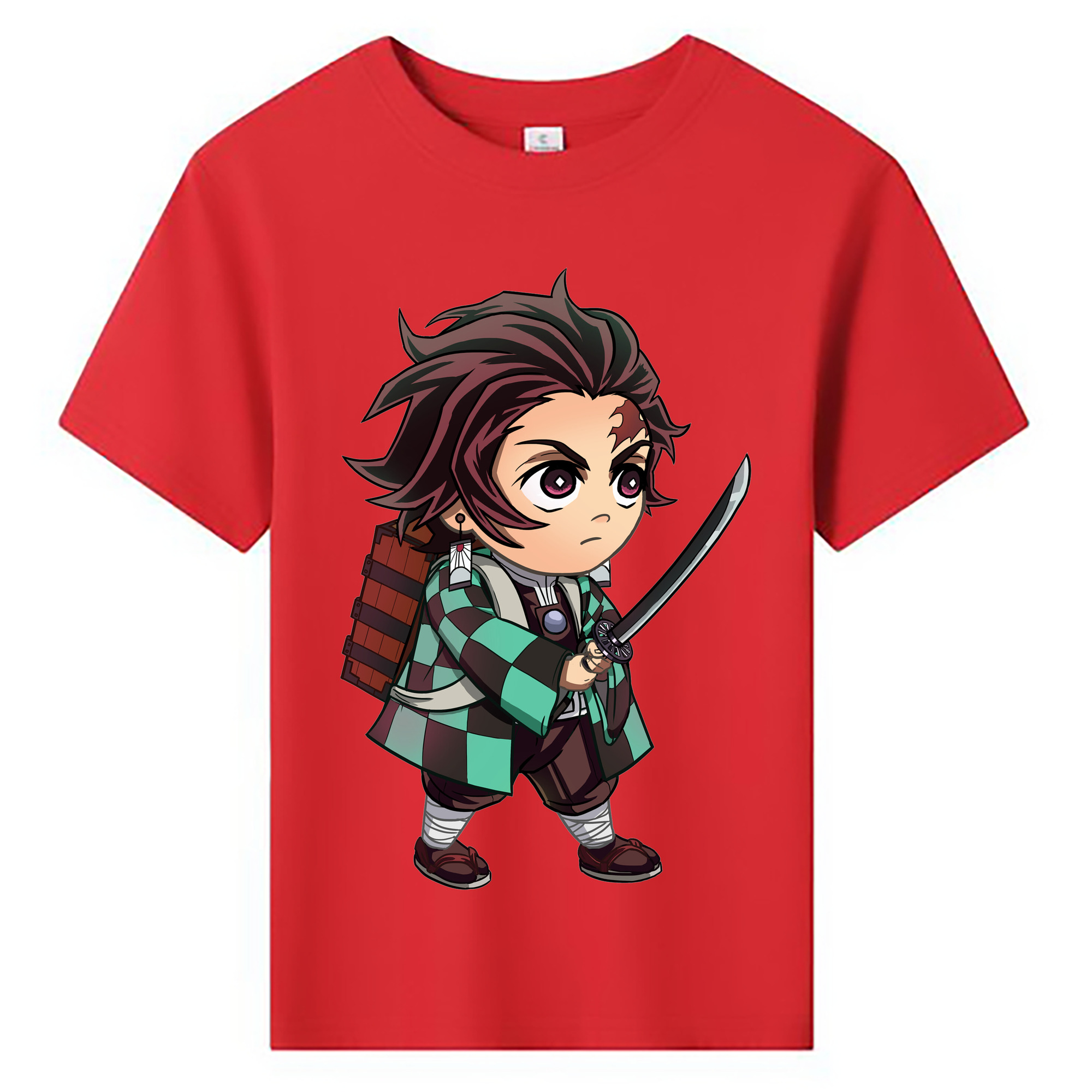 （画像用） 鬼滅の刃 竈門 炭治郎／かまど たんじろう Kamado Tanjirou 綿100％キッズTシャツ（フロントプリント）