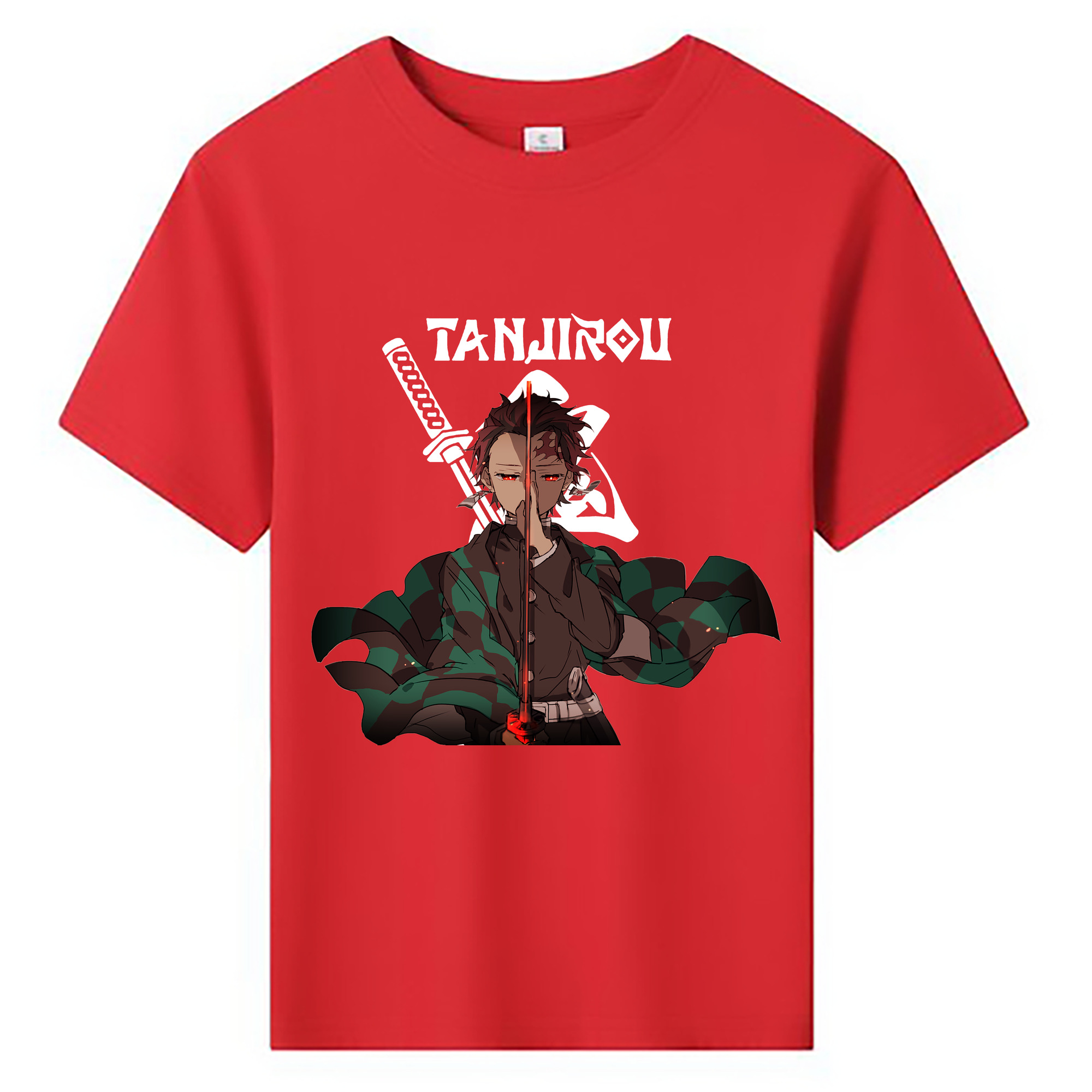 （画像用） 鬼滅の刃 竈門 炭治郎／かまど たんじろう Kamado Tanjirou 綿100％キッズTシャツ（フロントプリント）