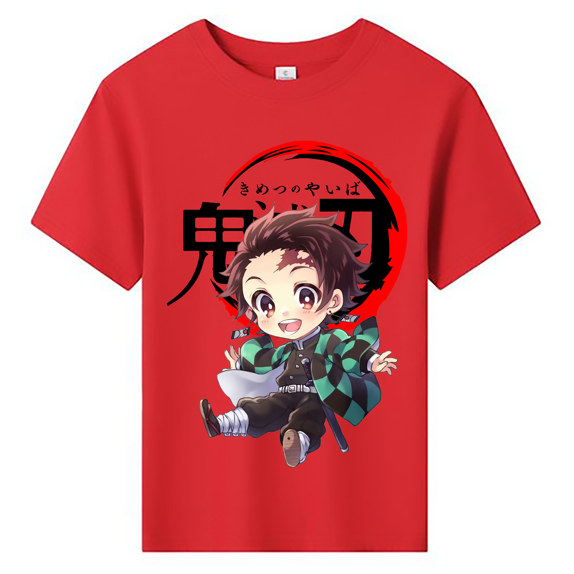 （画像用） 鬼滅の刃 竈門 炭治郎／かまど たんじろう Kamado Tanjirou 綿100％キッズTシャツ（フロントプリント）