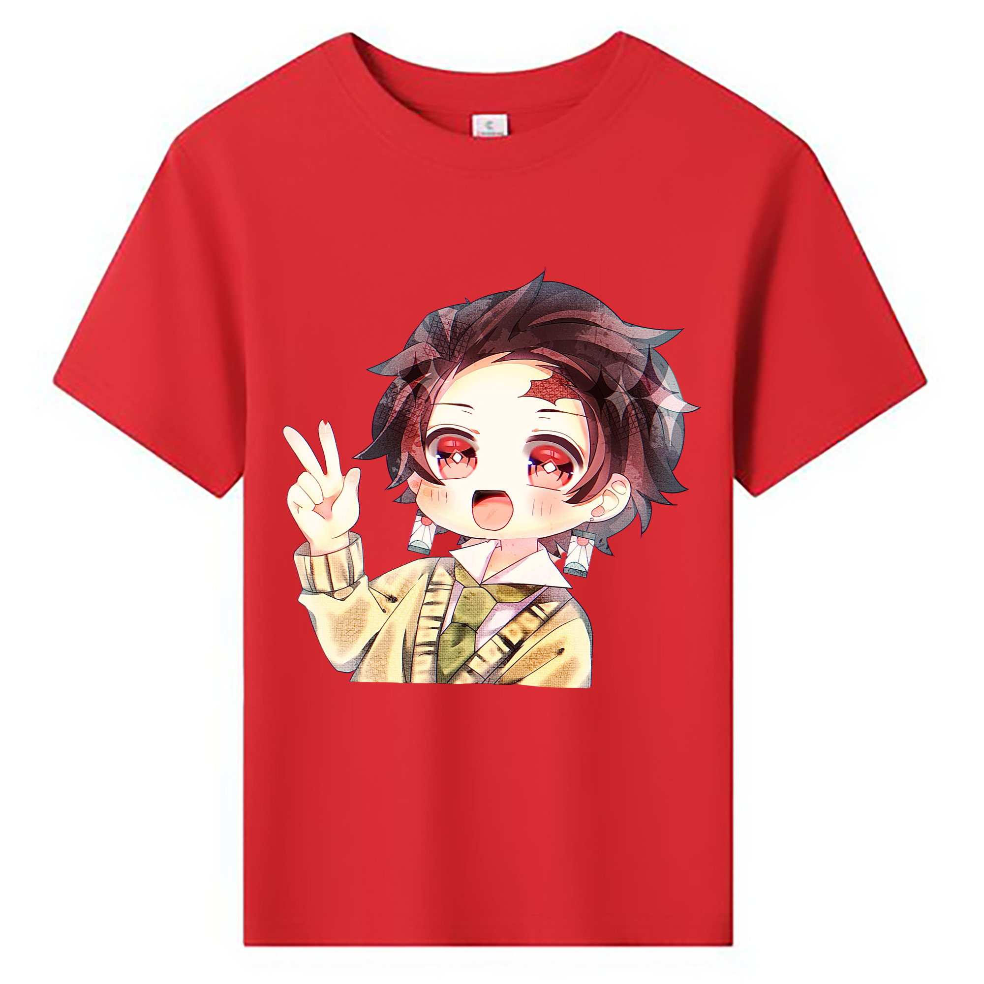 （画像用） 鬼滅の刃 竈門 炭治郎／かまど たんじろう Kamado Tanjirou 綿100％キッズTシャツ（フロントプリント）