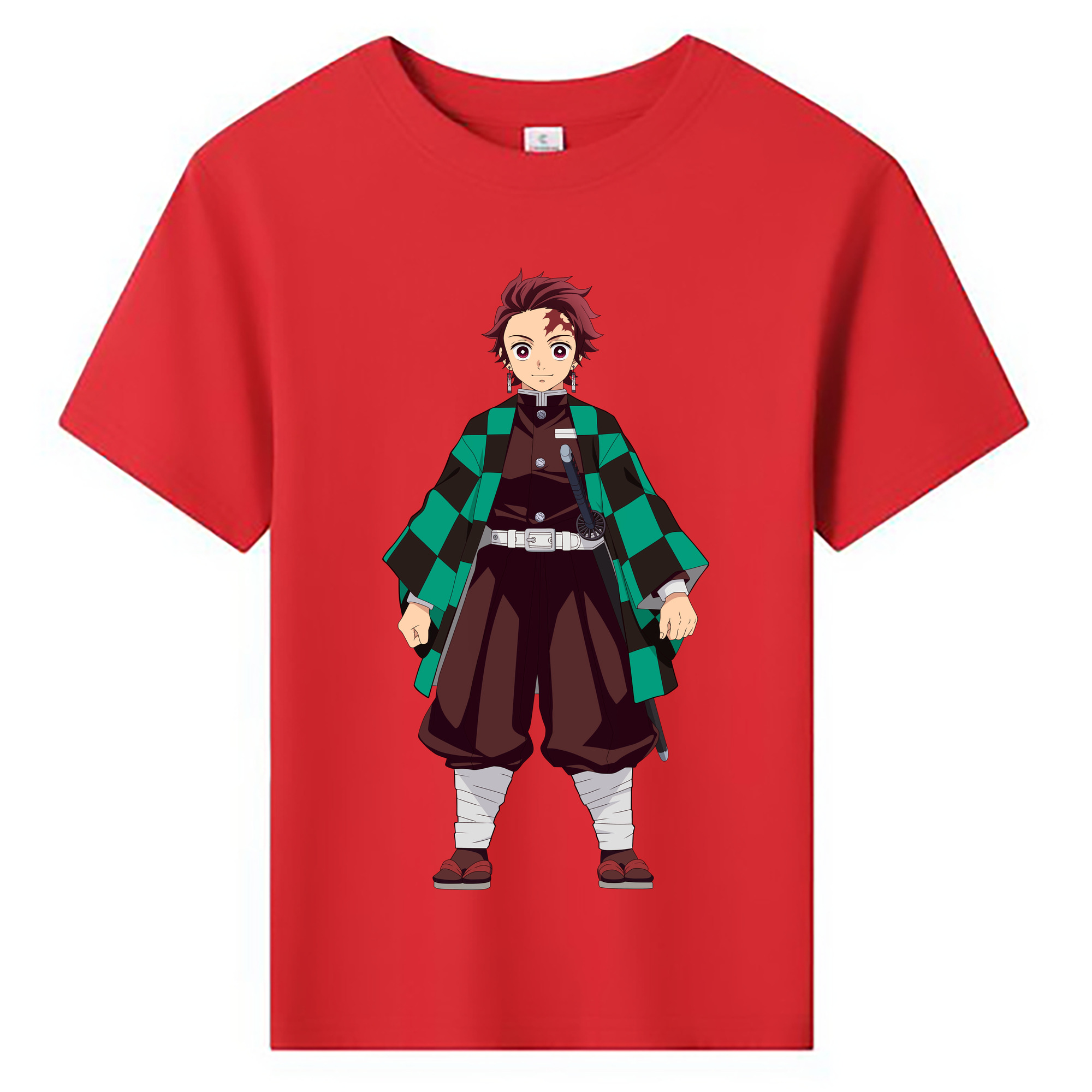 （画像用） 鬼滅の刃 竈門 炭治郎／かまど たんじろう Kamado Tanjirou 綿100％キッズTシャツ（フロントプリント）