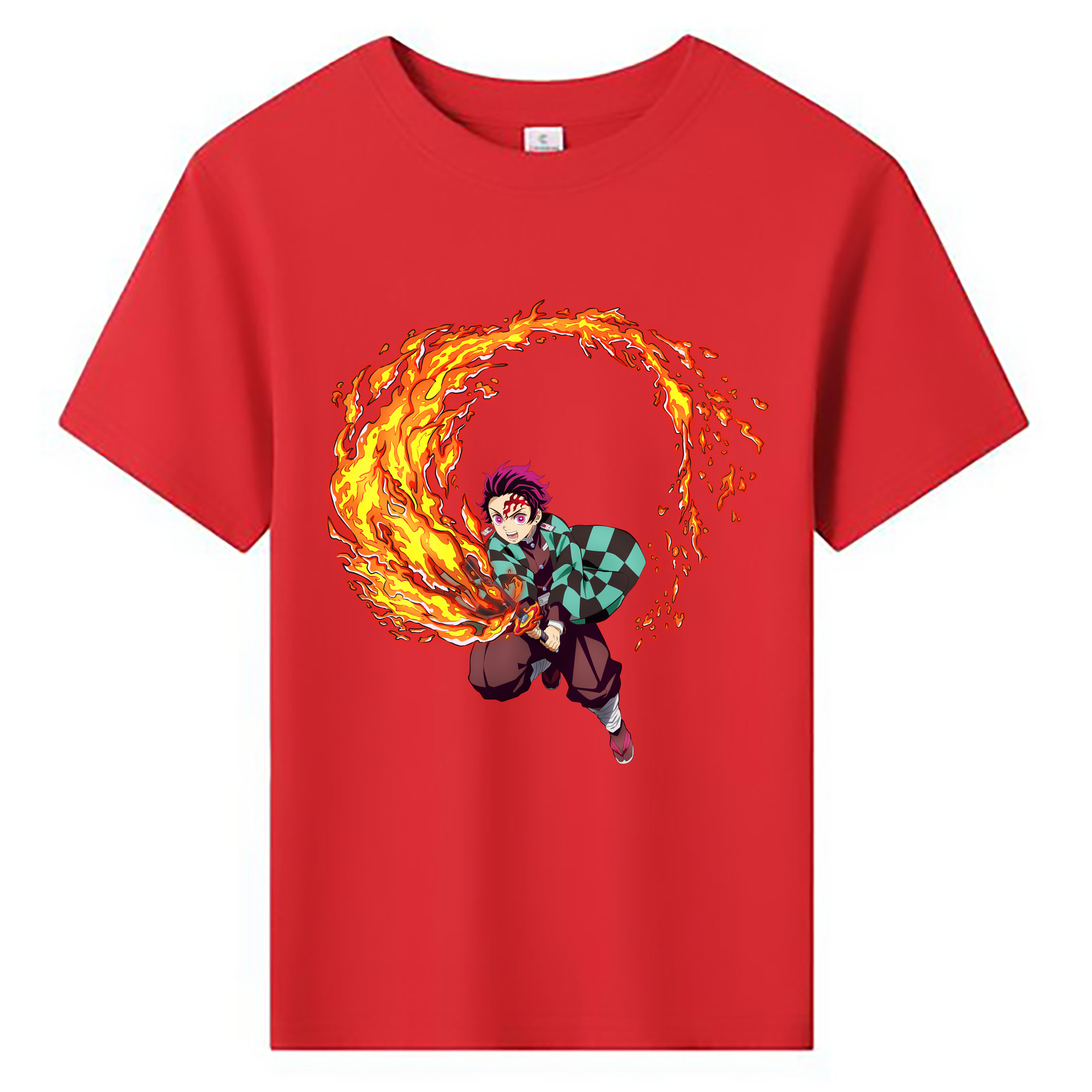 （画像用） 鬼滅の刃 竈門 炭治郎／かまど たんじろう Kamado Tanjirou 綿100％キッズTシャツ（フロントプリント）