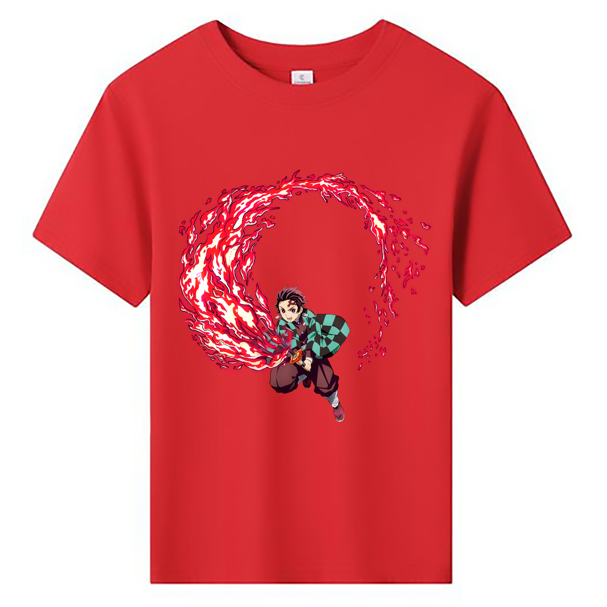 （画像用） 鬼滅の刃 竈門 炭治郎／かまど たんじろう Kamado Tanjirou 綿100％キッズTシャツ（フロントプリント）