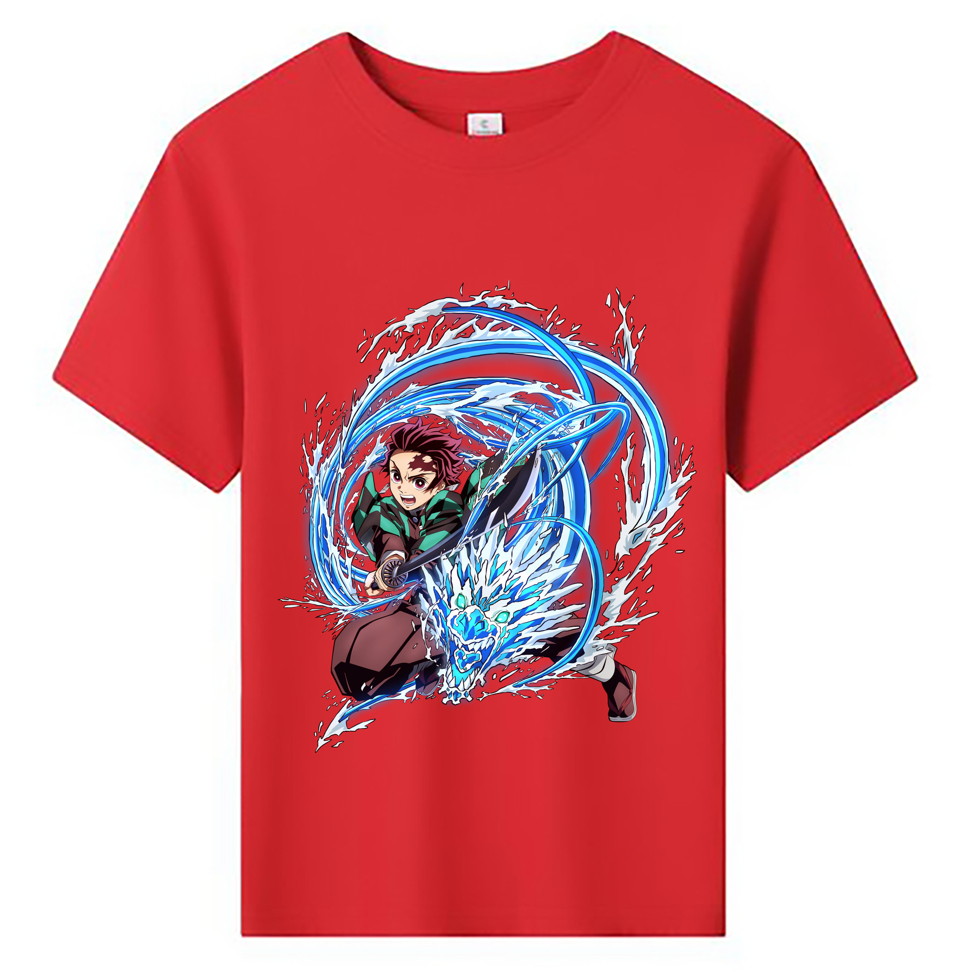 （画像用） 鬼滅の刃 竈門 炭治郎／かまど たんじろう Kamado Tanjirou 綿100％キッズTシャツ（フロントプリント）