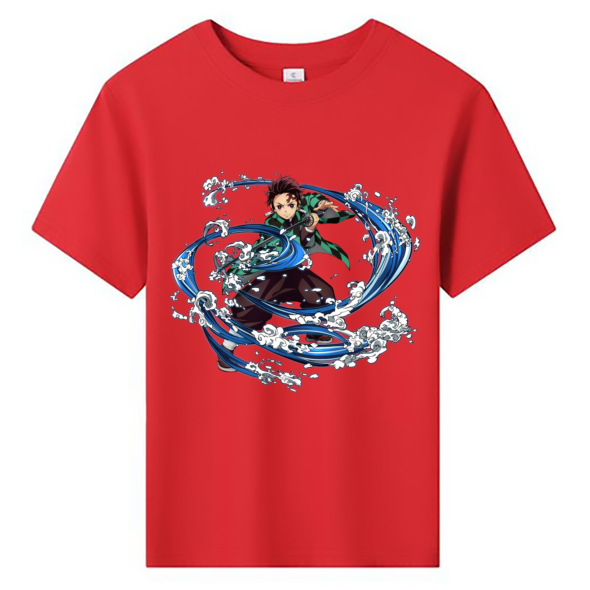 （画像用） 鬼滅の刃 竈門 炭治郎／かまど たんじろう Kamado Tanjirou 綿100％キッズTシャツ（フロントプリント）