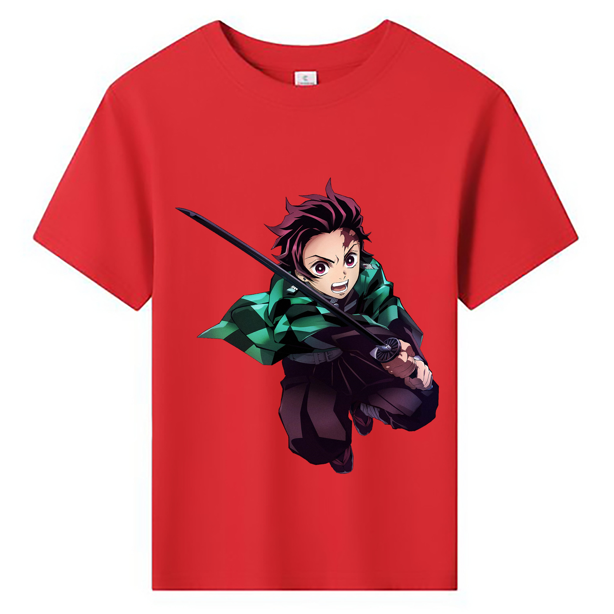 （画像用） 鬼滅の刃 竈門 炭治郎／かまど たんじろう Kamado Tanjirou 綿100％キッズTシャツ（フロントプリント）