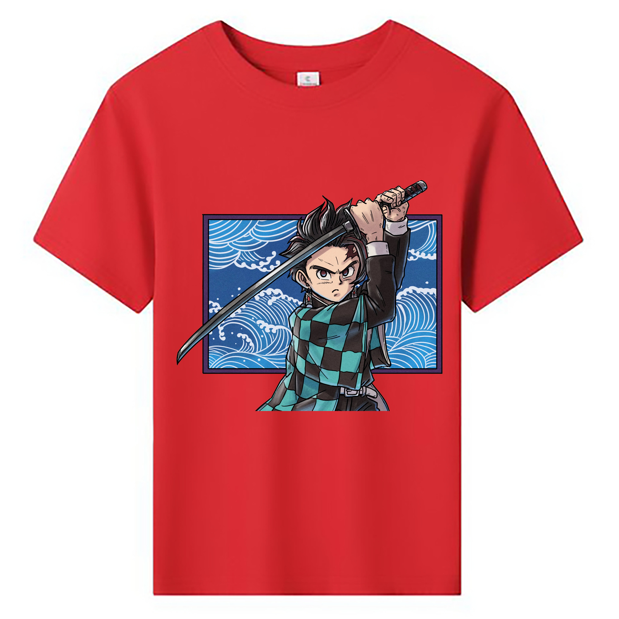 （画像用） 鬼滅の刃 竈門 炭治郎／かまど たんじろう Kamado Tanjirou 綿100％キッズTシャツ（フロントプリント）