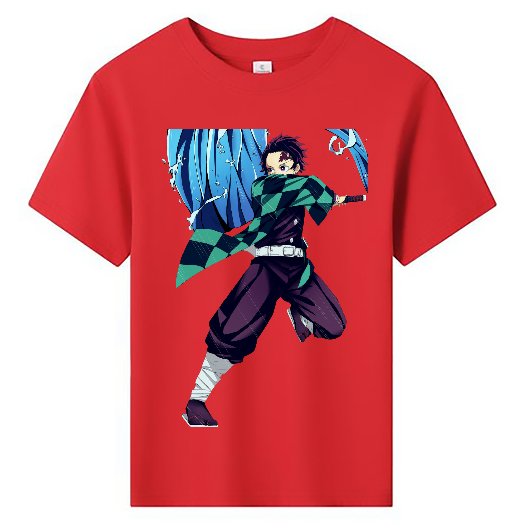 （画像用） 鬼滅の刃 竈門 炭治郎／かまど たんじろう Kamado Tanjirou 綿100％キッズTシャツ（フロントプリント）
