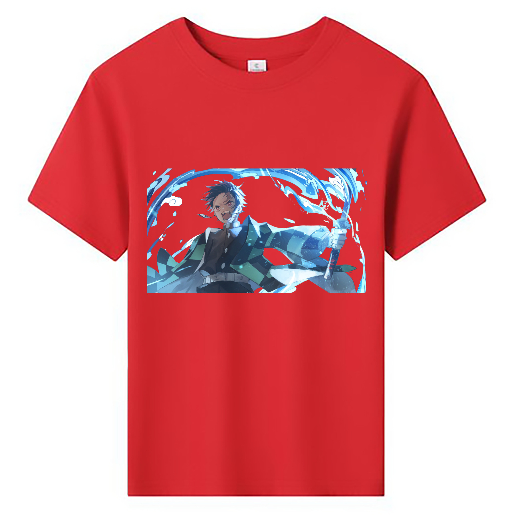 （画像用） 鬼滅の刃 竈門 炭治郎／かまど たんじろう Kamado Tanjirou 綿100％キッズTシャツ（フロントプリント）