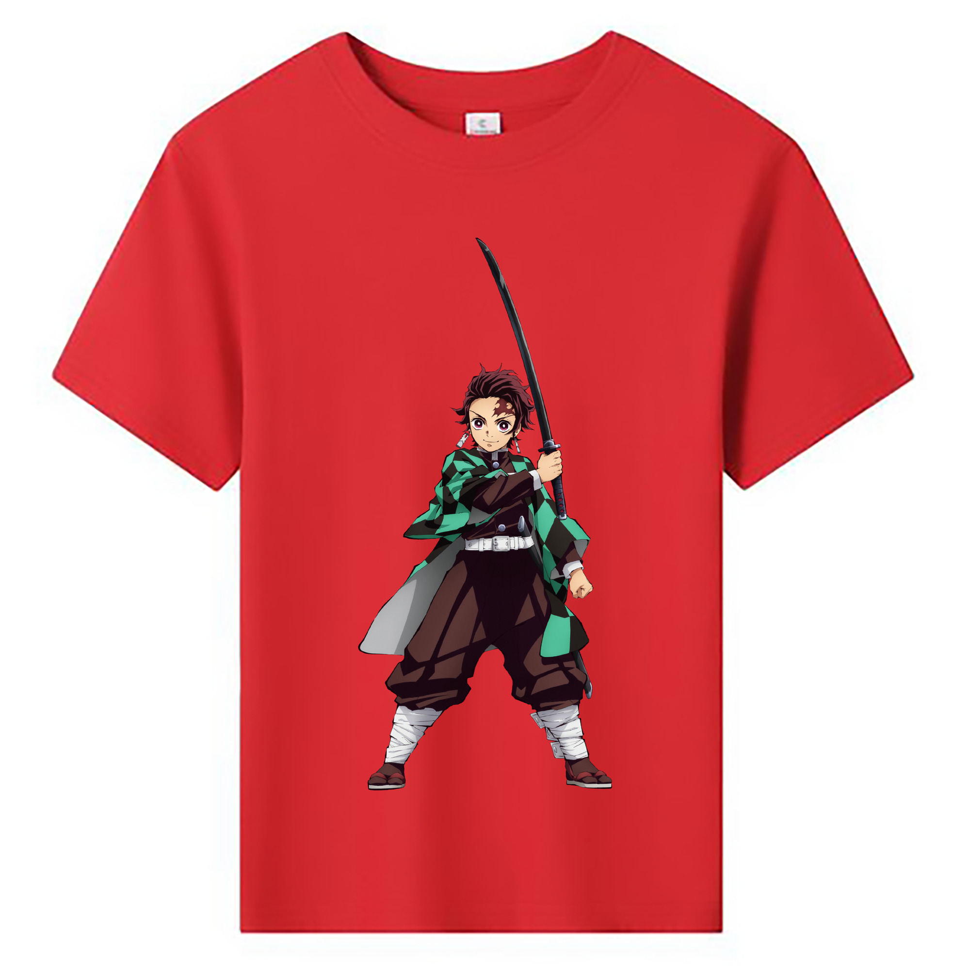 （画像用） 鬼滅の刃 竈門 炭治郎／かまど たんじろう Kamado Tanjirou 綿100％キッズTシャツ（フロントプリント）