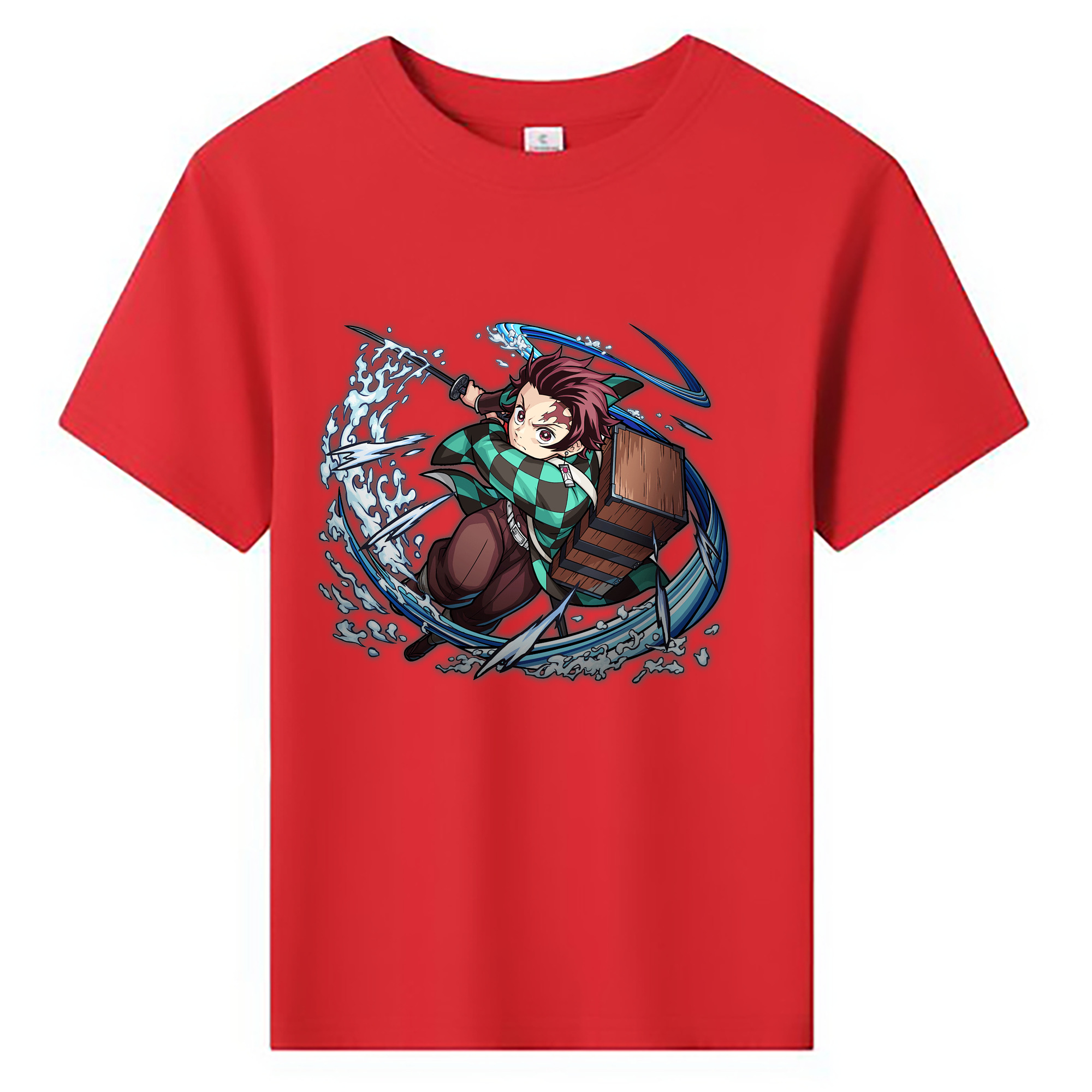 （画像用） 鬼滅の刃 竈門 炭治郎／かまど たんじろう Kamado Tanjirou 綿100％キッズTシャツ（フロントプリント）