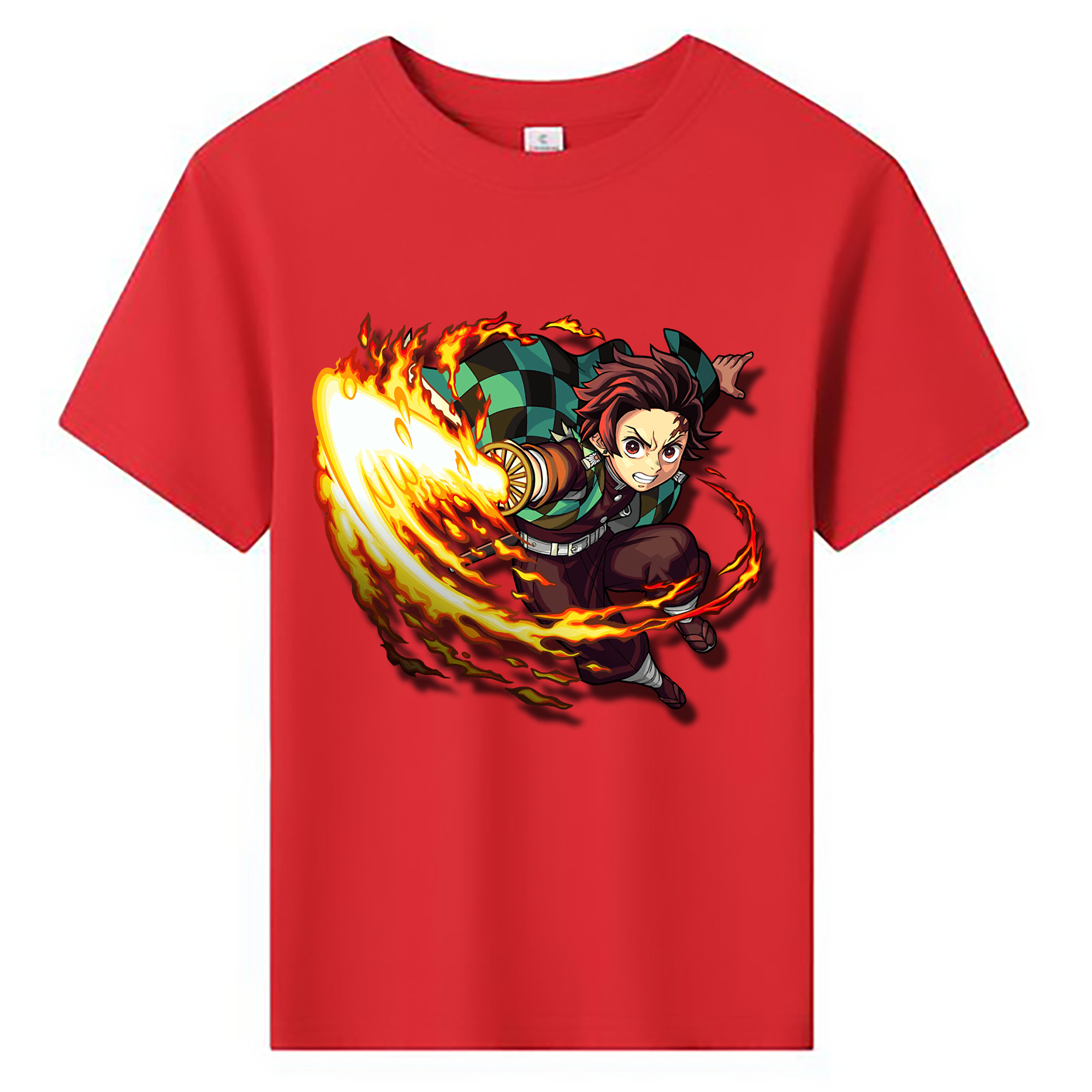 （画像用） 鬼滅の刃 竈門 炭治郎／かまど たんじろう Kamado Tanjirou 綿100％キッズTシャツ（フロントプリント）