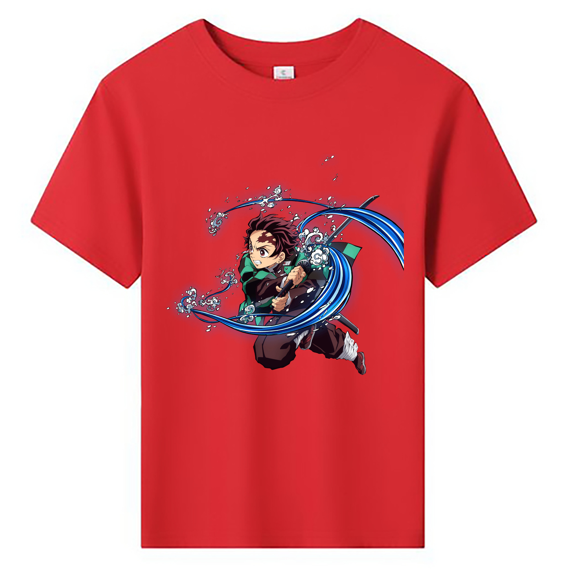 （画像用） 鬼滅の刃 竈門 炭治郎／かまど たんじろう Kamado Tanjirou 綿100％キッズTシャツ（フロントプリント）