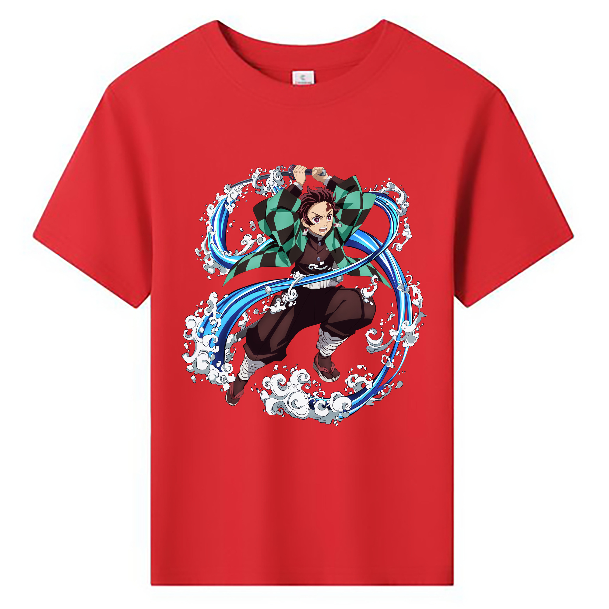 （画像用） 鬼滅の刃 竈門 炭治郎／かまど たんじろう Kamado Tanjirou 綿100％キッズTシャツ（フロントプリント）
