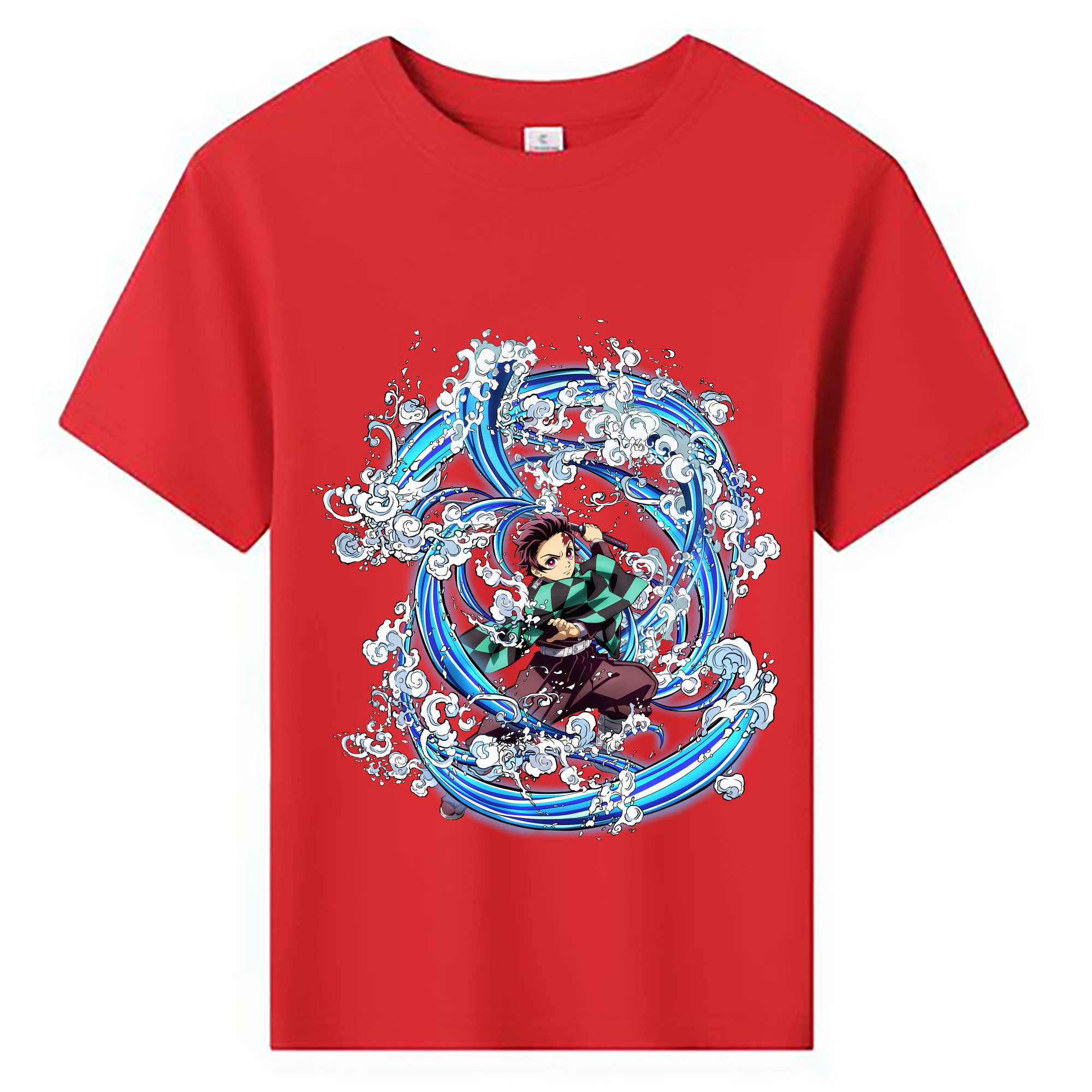 （画像用） 鬼滅の刃 竈門 炭治郎／かまど たんじろう Kamado Tanjirou 綿100％キッズTシャツ（フロントプリント）