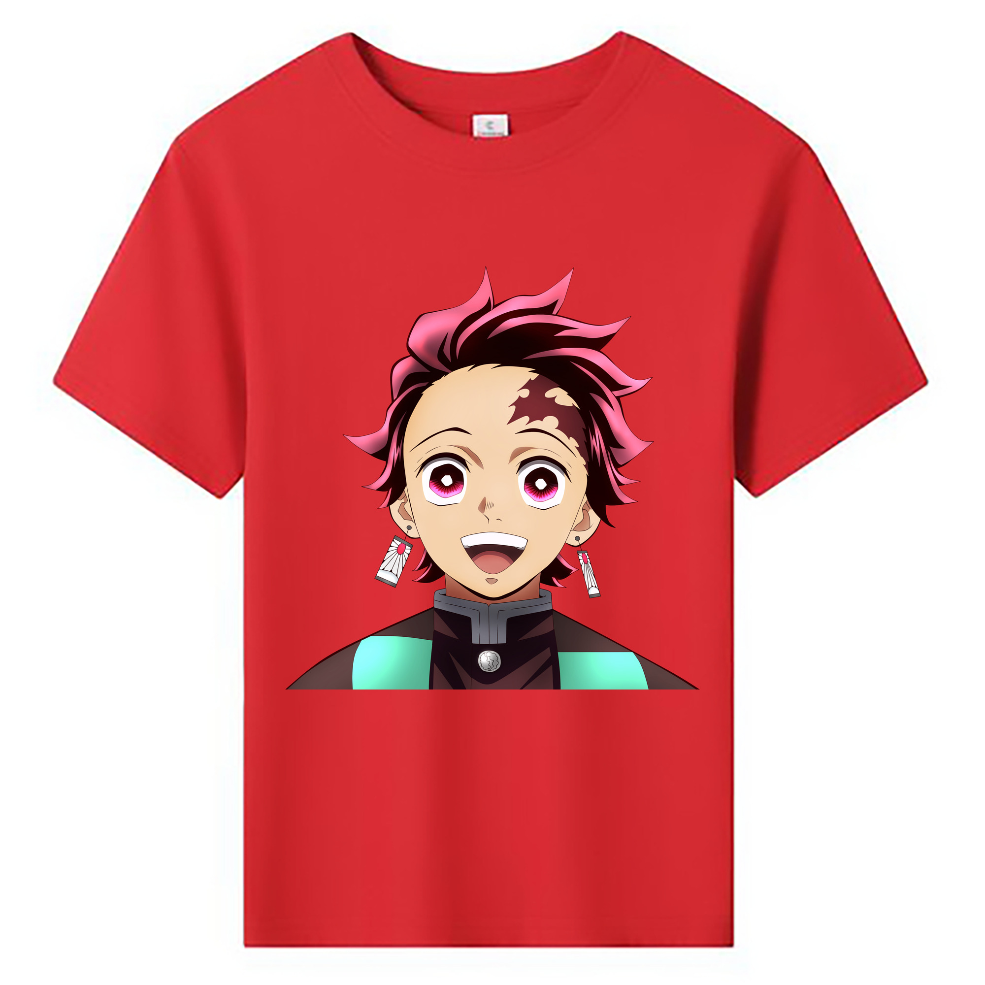 （画像用） 鬼滅の刃 竈門 炭治郎／かまど たんじろう Kamado Tanjirou 綿100％キッズTシャツ（フロントプリント）