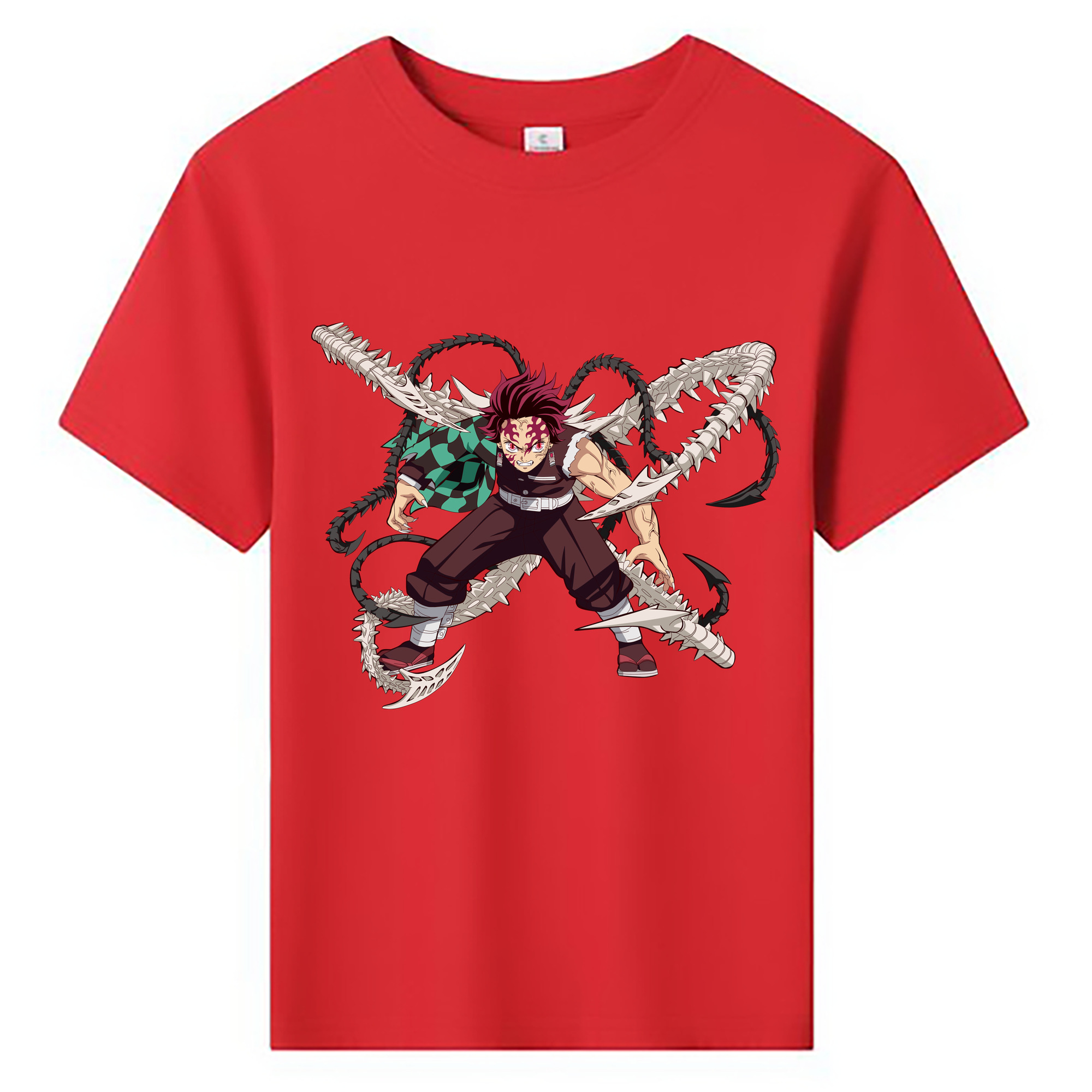 （画像用） 鬼滅の刃 竈門 炭治郎／かまど たんじろう Kamado Tanjirou 綿100％キッズTシャツ（フロントプリント）