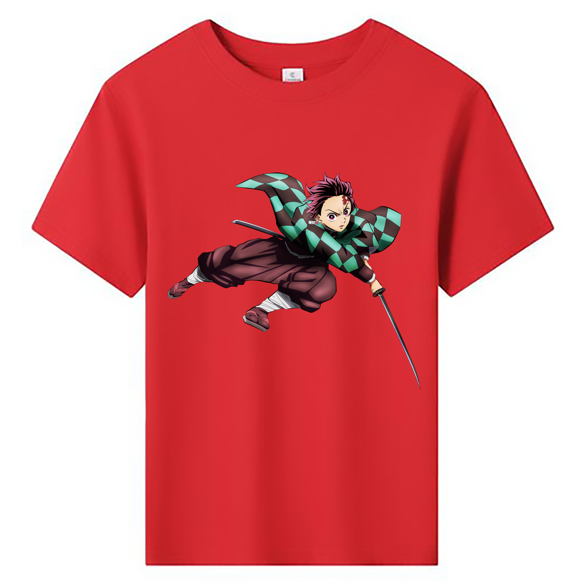 （画像用） 鬼滅の刃 竈門 炭治郎／かまど たんじろう Kamado Tanjirou 綿100％キッズTシャツ（フロントプリント）