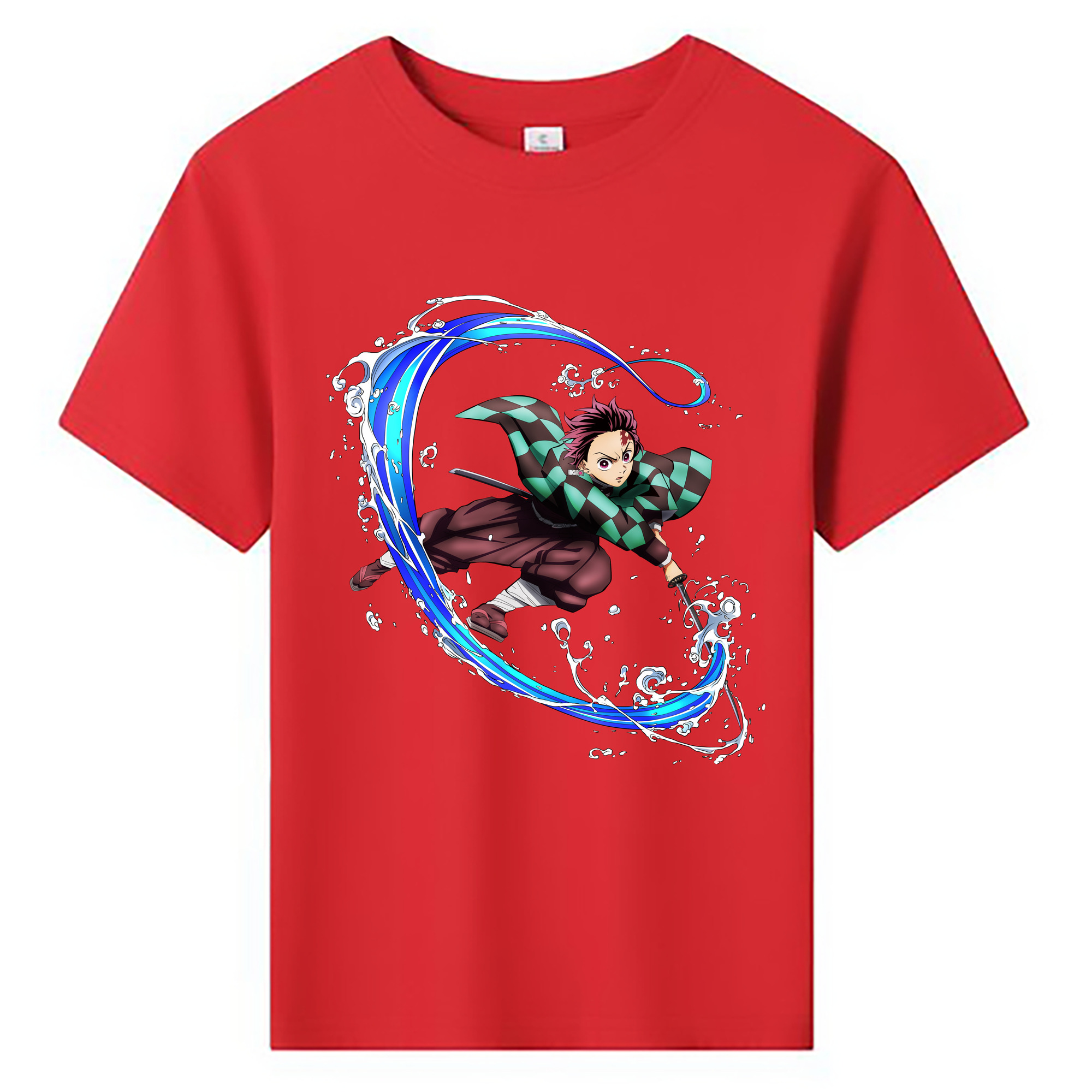 （画像用） 鬼滅の刃 竈門 炭治郎／かまど たんじろう Kamado Tanjirou 綿100％キッズTシャツ（フロントプリント）