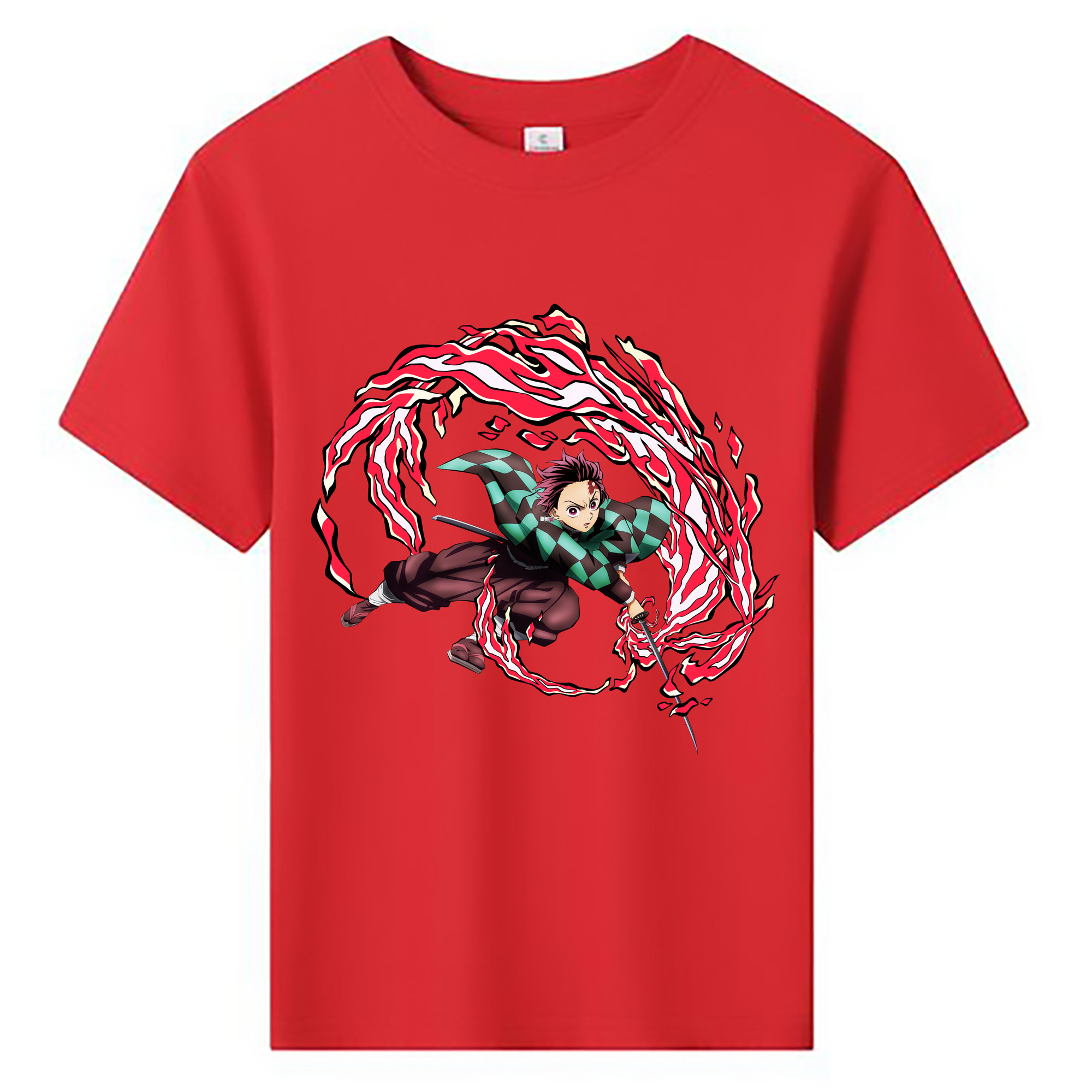（画像用） 鬼滅の刃 竈門 炭治郎／かまど たんじろう Kamado Tanjirou 綿100％キッズTシャツ（フロントプリント）