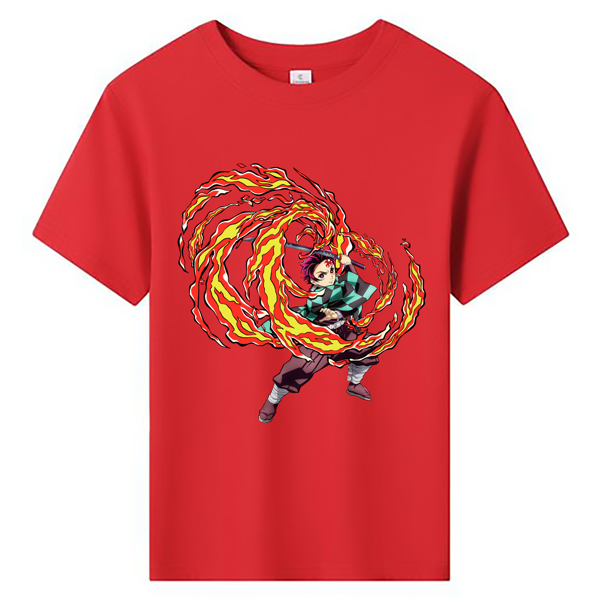 （画像用） 鬼滅の刃 竈門 炭治郎／かまど たんじろう Kamado Tanjirou 綿100％キッズTシャツ（フロントプリント）