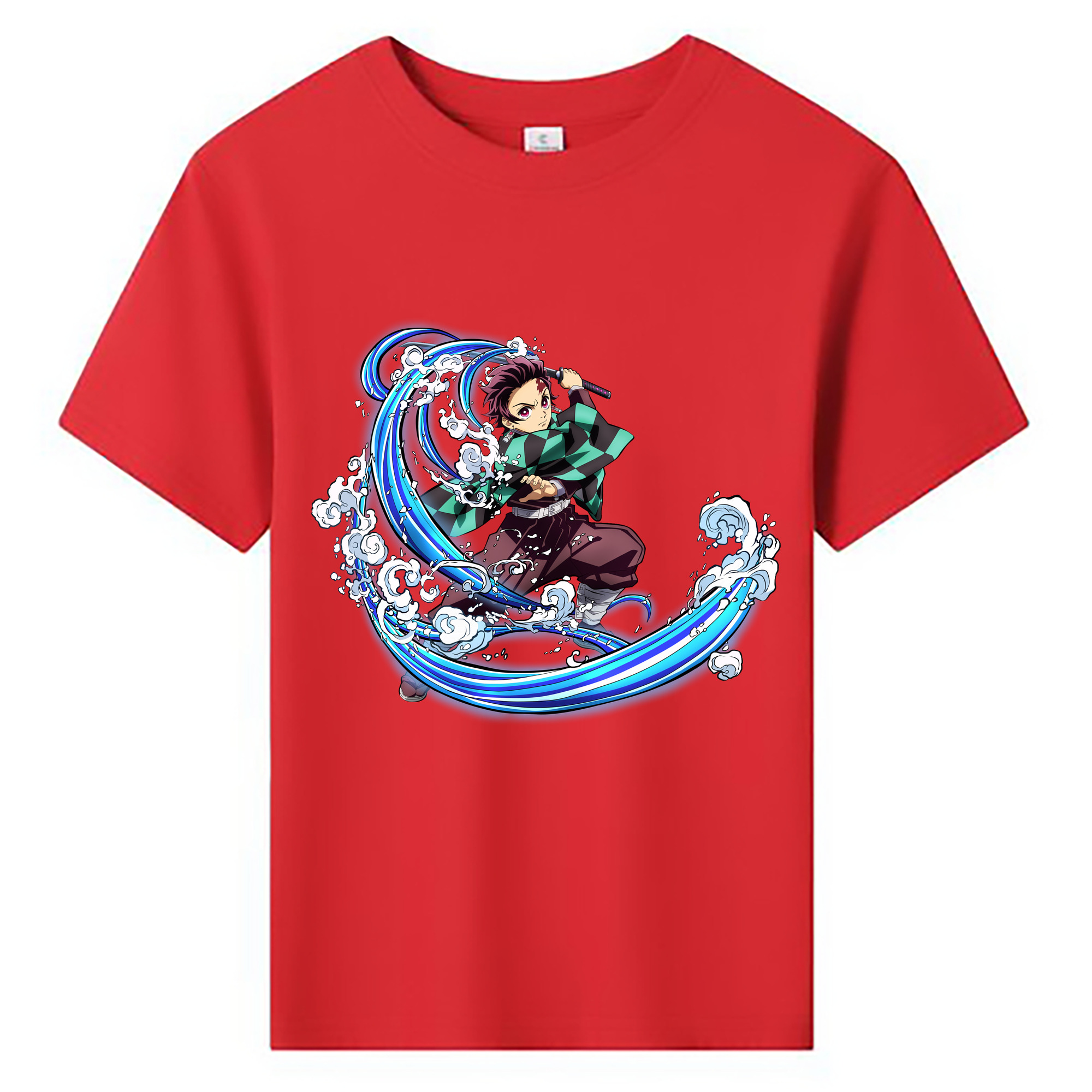 （画像用） 鬼滅の刃 竈門 炭治郎／かまど たんじろう Kamado Tanjirou 綿100％キッズTシャツ（フロントプリント）