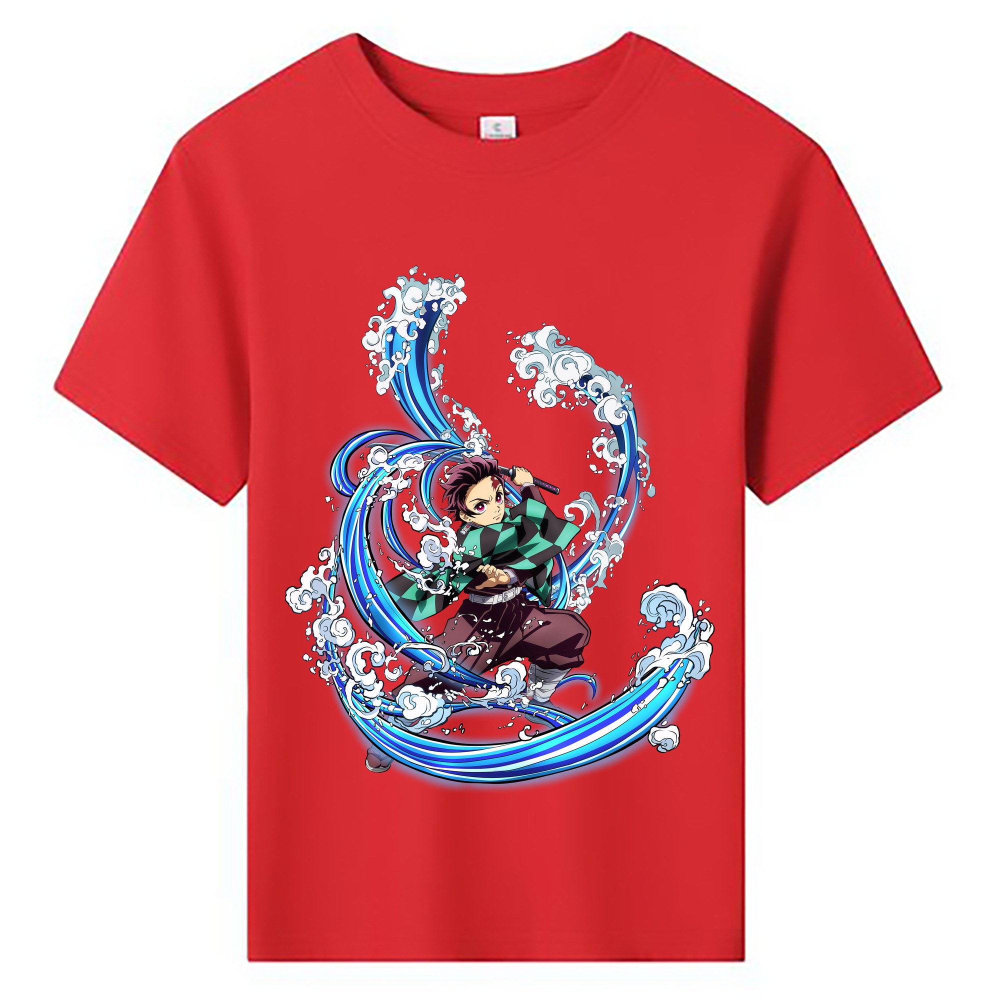 （画像用） 鬼滅の刃 竈門 炭治郎／かまど たんじろう Kamado Tanjirou 綿100％キッズTシャツ（フロントプリント）