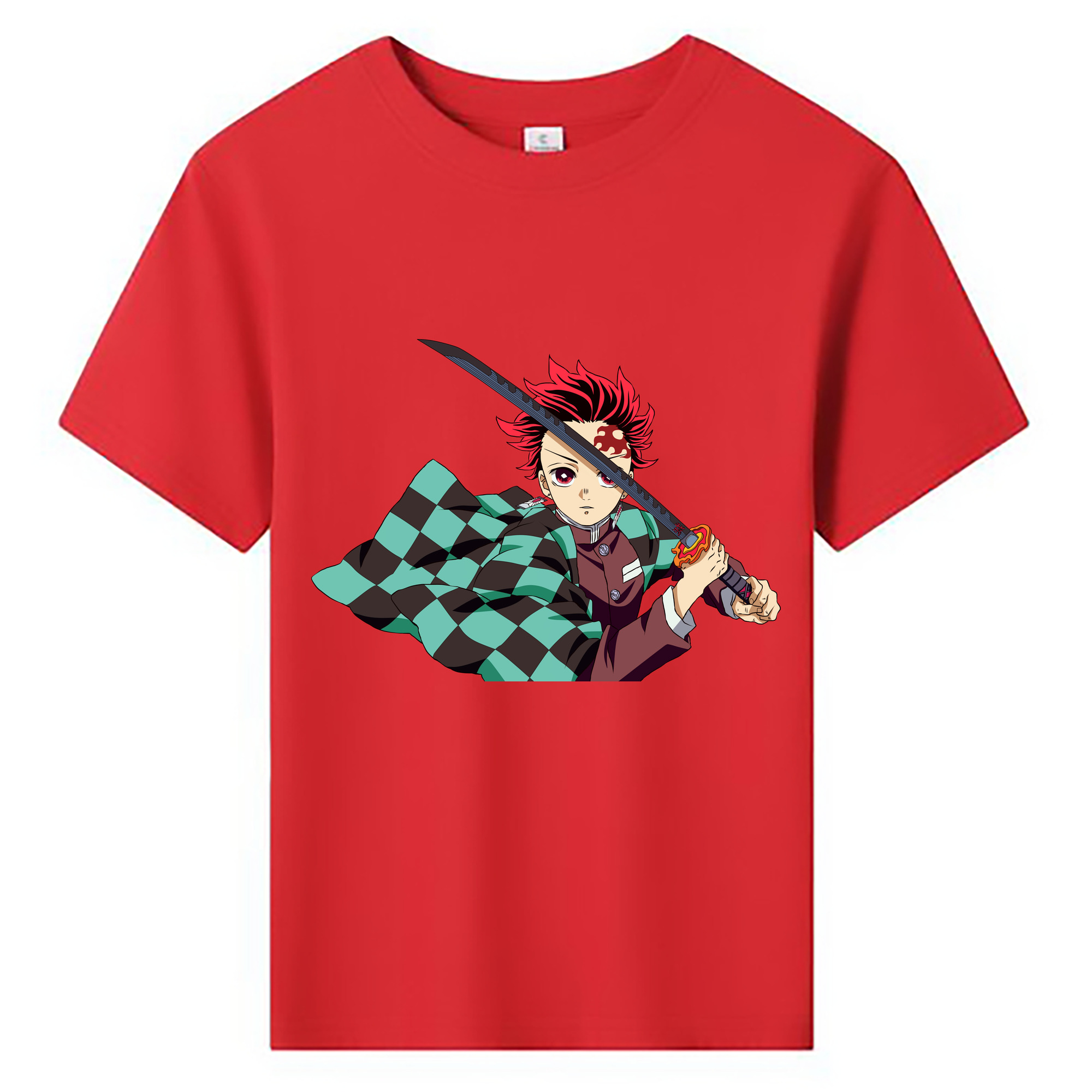 （画像用） 鬼滅の刃 竈門 炭治郎／かまど たんじろう Kamado Tanjirou 綿100％キッズTシャツ（フロントプリント）