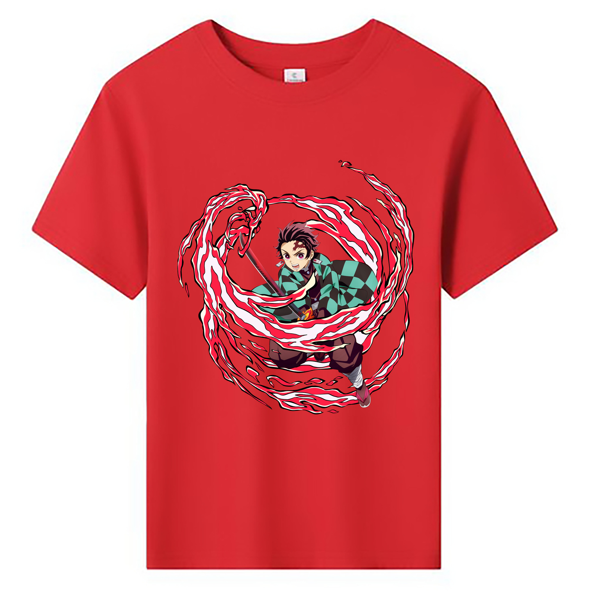 （画像用） 鬼滅の刃 竈門 炭治郎／かまど たんじろう Kamado Tanjirou 綿100％キッズTシャツ（フロントプリント）