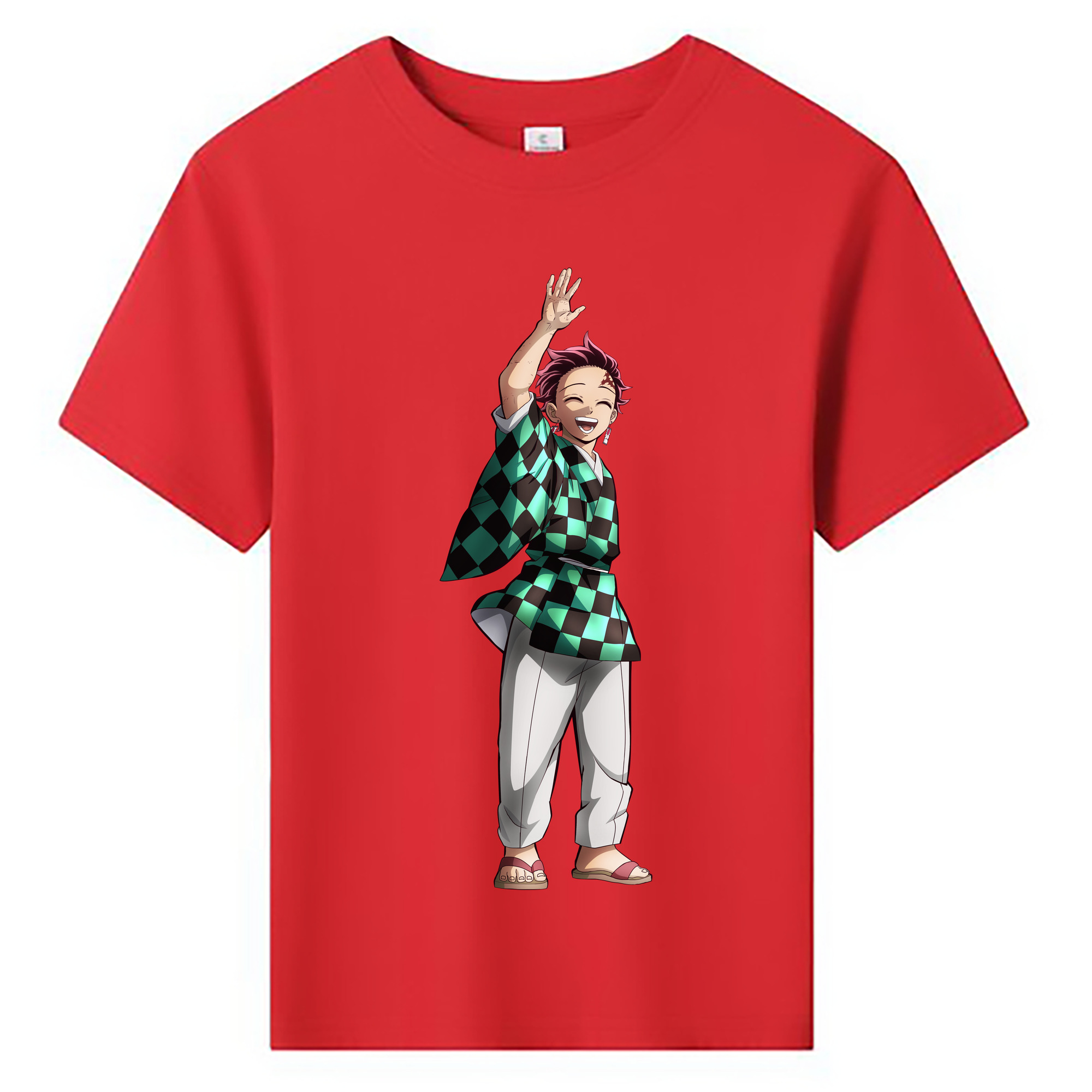 （画像用） 鬼滅の刃 竈門 炭治郎／かまど たんじろう Kamado Tanjirou 綿100％キッズTシャツ（フロントプリント）