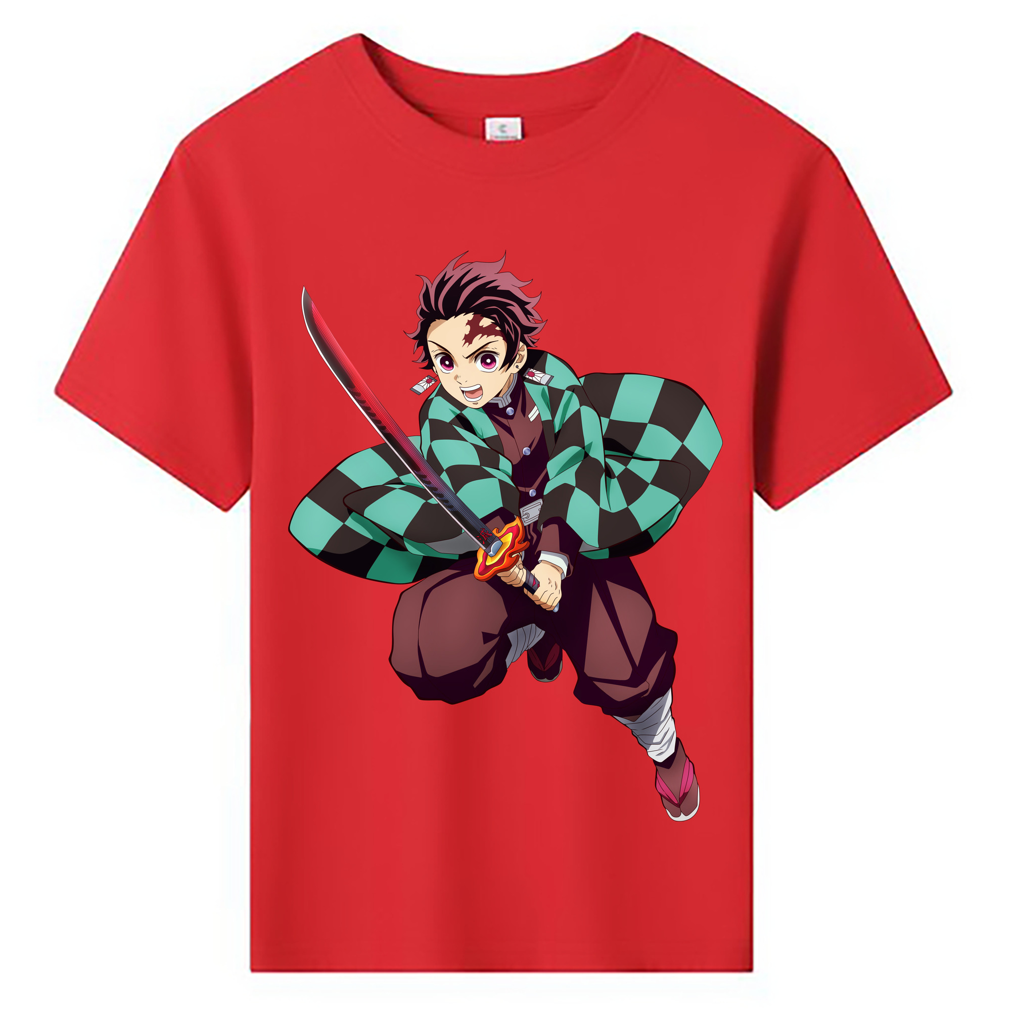 （画像用） 鬼滅の刃 竈門 炭治郎／かまど たんじろう Kamado Tanjirou 綿100％キッズTシャツ（フロントプリント）