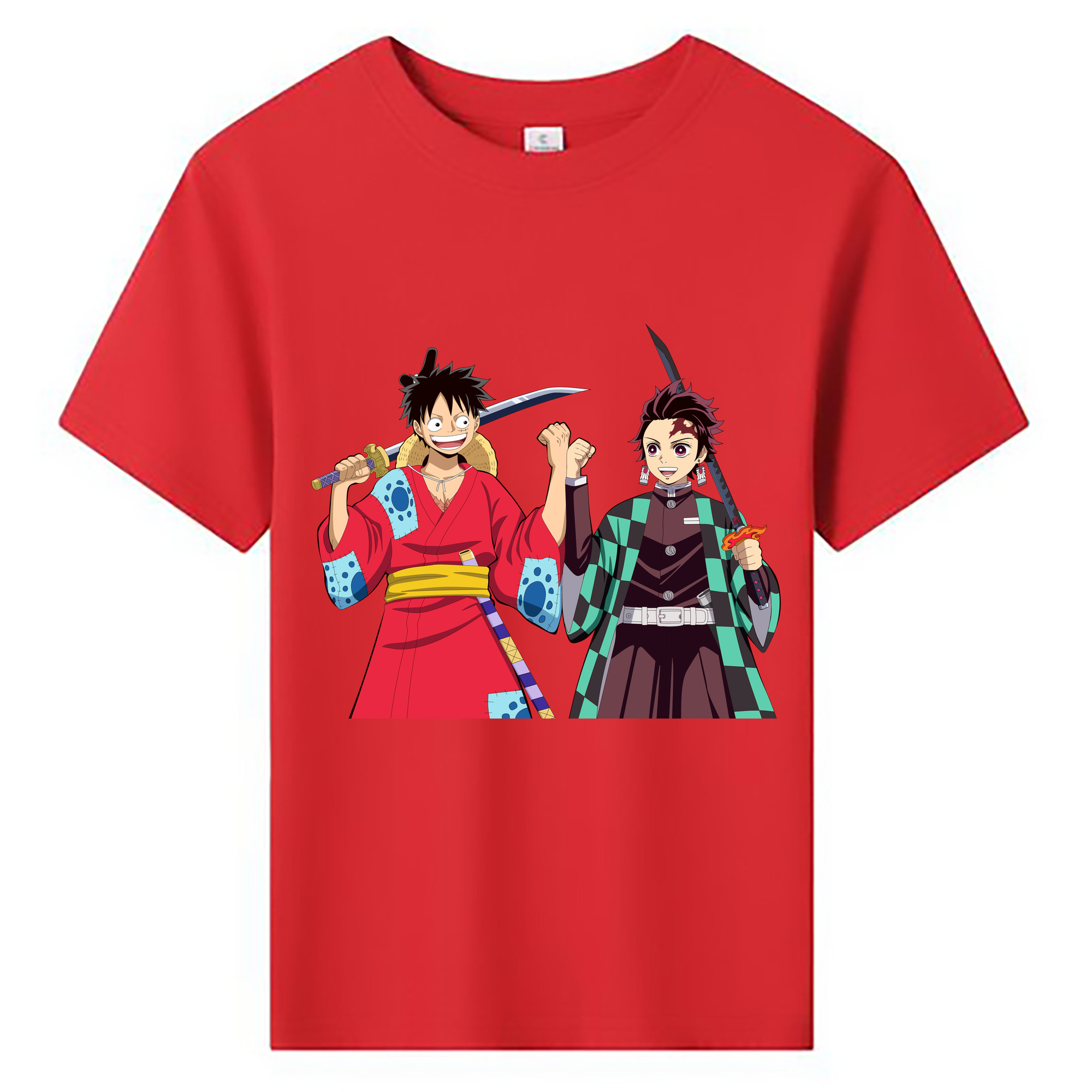 （画像用） 鬼滅の刃 竈門 炭治郎／かまど たんじろう Kamado Tanjirou 綿100％キッズTシャツ（フロントプリント）