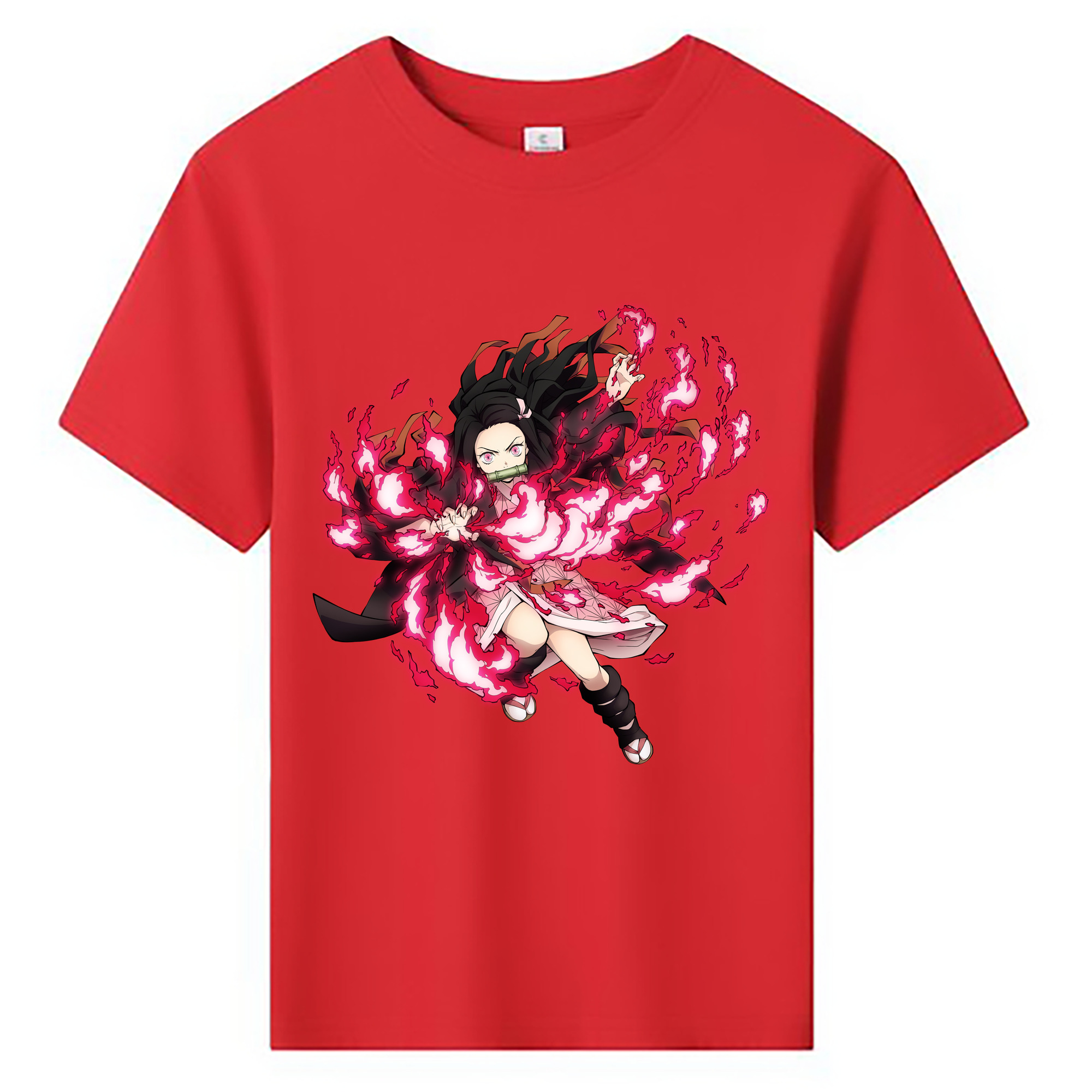 （画像用） 鬼滅の刃（きめつのやいば）竈門 禰󠄀豆子／かまど ねずこ Kamado Nezuko 綿100％キッズTシャツ（フロントプリント）