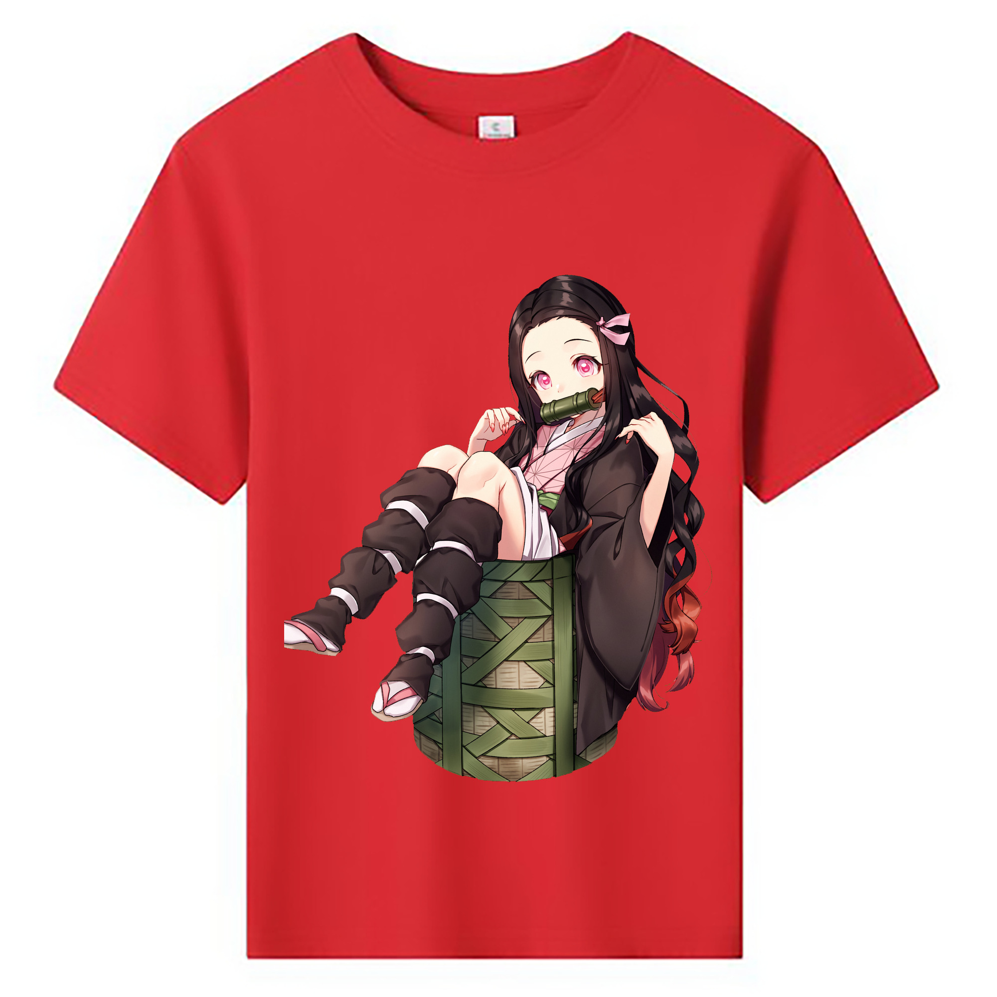 （画像用） 鬼滅の刃（きめつのやいば）竈門 禰󠄀豆子／かまど ねずこ Kamado Nezuko 綿100％キッズTシャツ（フロントプリント）