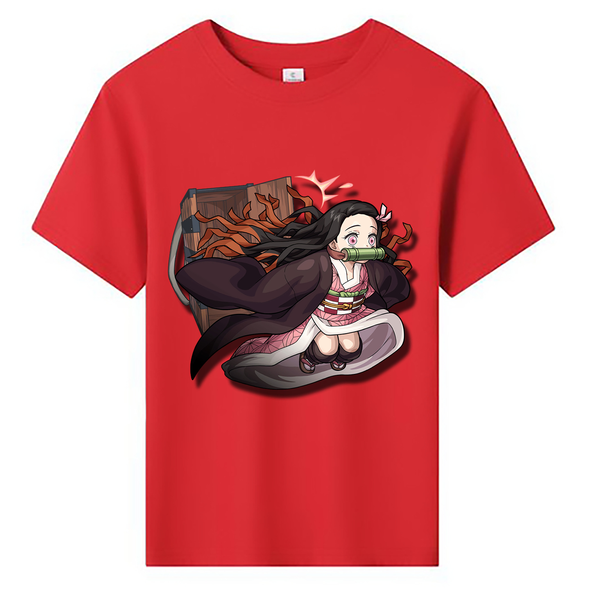 （画像用） 鬼滅の刃（きめつのやいば）竈門 禰󠄀豆子／かまど ねずこ Kamado Nezuko 綿100％キッズTシャツ（フロントプリント）