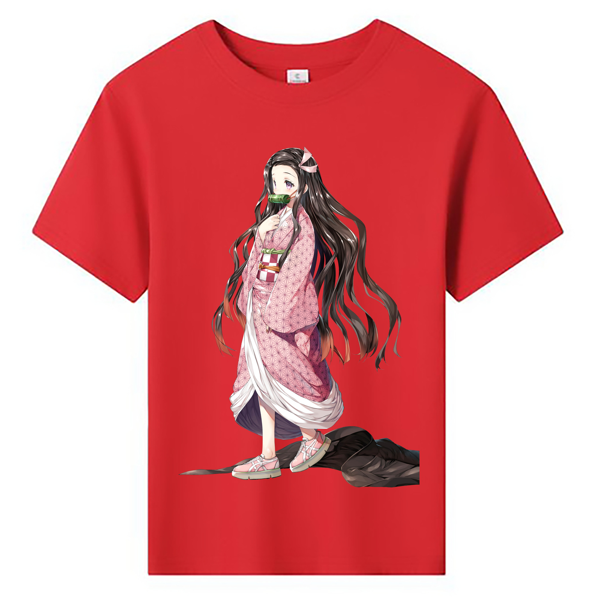 （画像用） 鬼滅の刃（きめつのやいば）竈門 禰󠄀豆子／かまど ねずこ Kamado Nezuko 綿100％キッズTシャツ（フロントプリント）