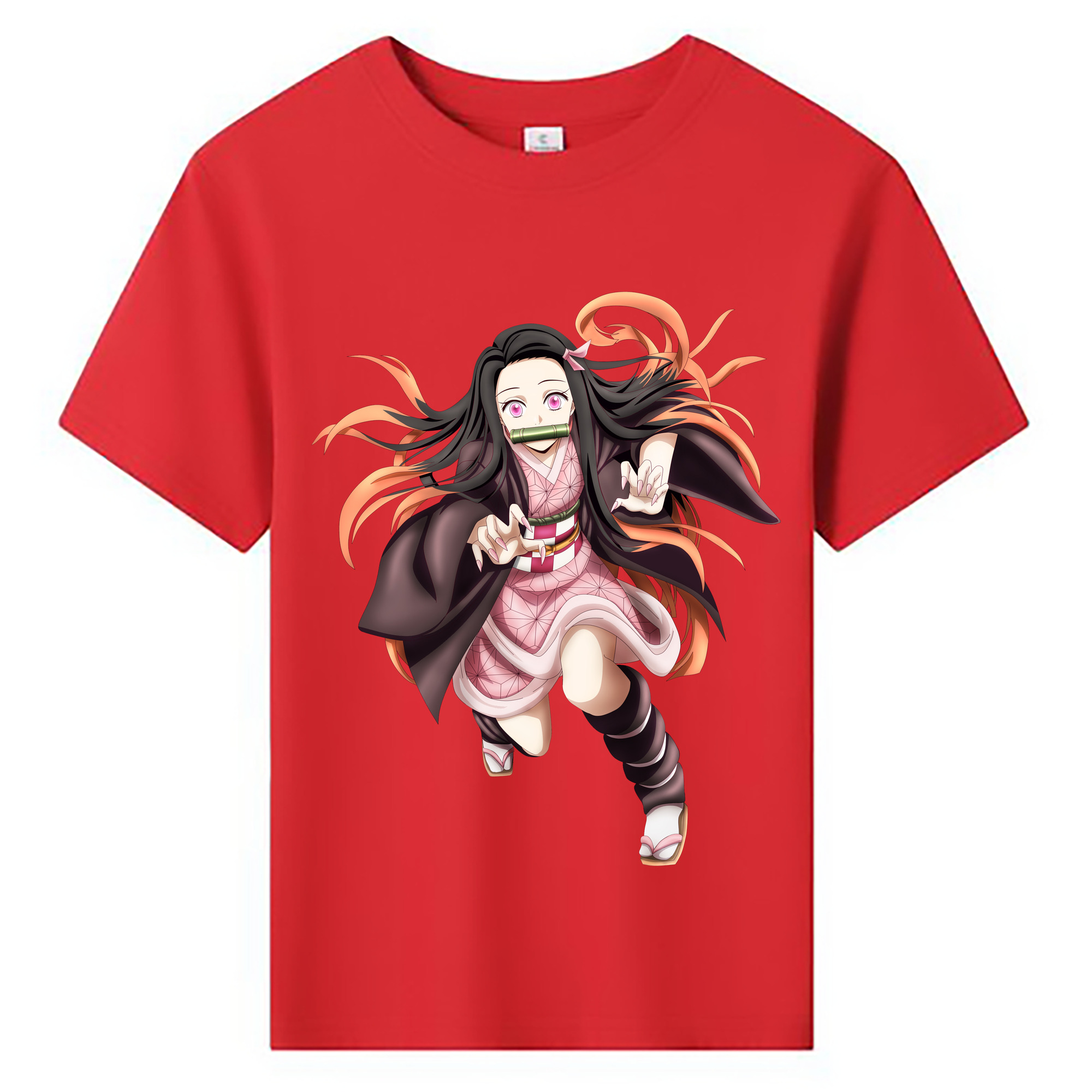 （画像用） 鬼滅の刃（きめつのやいば）竈門 禰󠄀豆子／かまど ねずこ Kamado Nezuko 綿100％キッズTシャツ（フロントプリント）