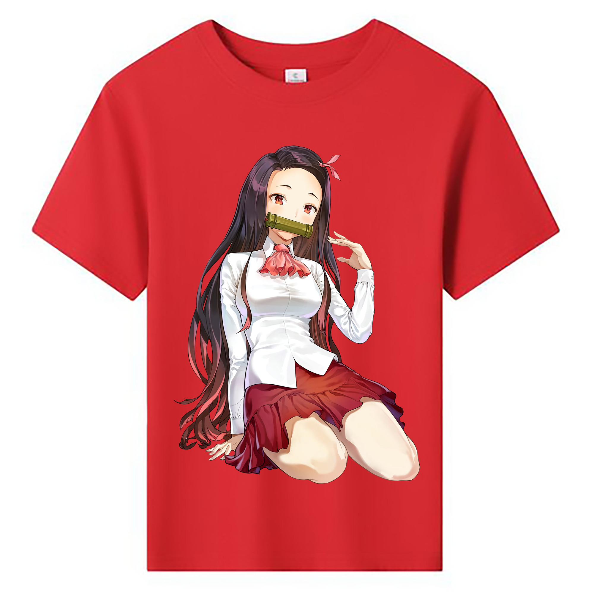 （画像用） 鬼滅の刃（きめつのやいば）竈門 禰󠄀豆子／かまど ねずこ Kamado Nezuko 綿100％キッズTシャツ（フロントプリント）