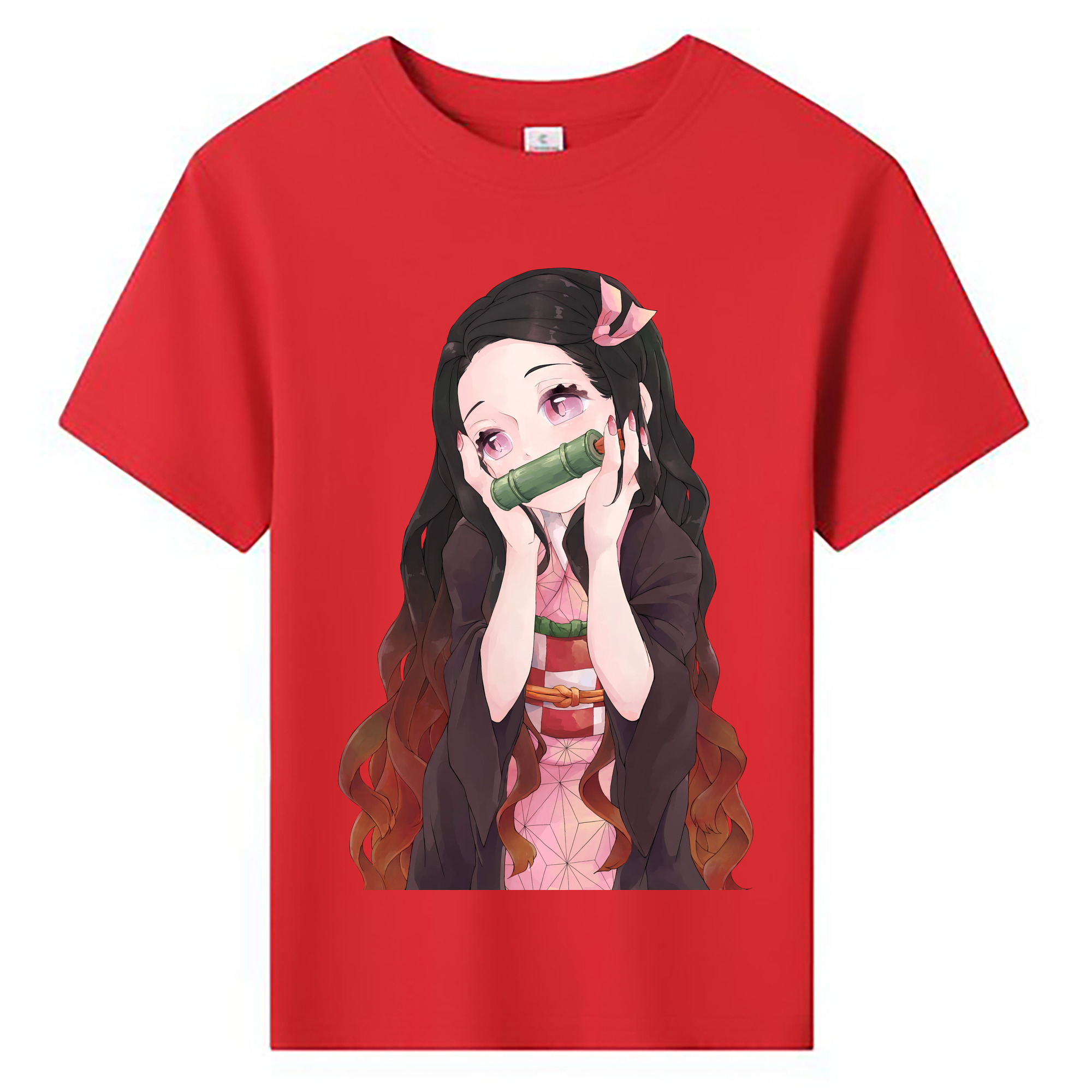 （画像用） 鬼滅の刃（きめつのやいば）竈門 禰󠄀豆子／かまど ねずこ Kamado Nezuko 綿100％キッズTシャツ（フロントプリント）