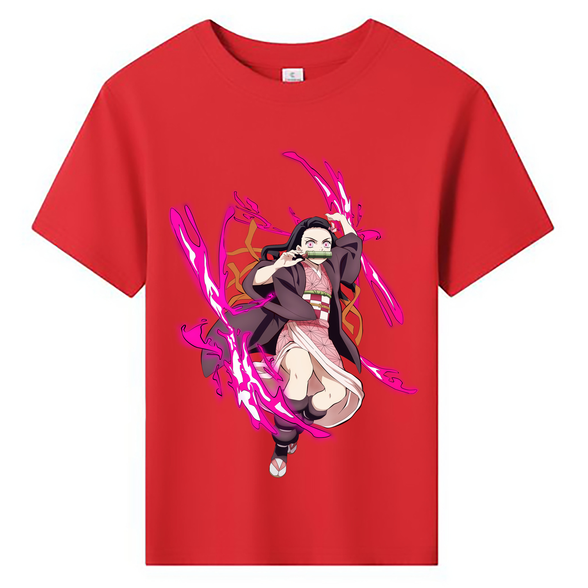 （画像用） 鬼滅の刃（きめつのやいば）竈門 禰󠄀豆子／かまど ねずこ Kamado Nezuko 綿100％キッズTシャツ（フロントプリント）