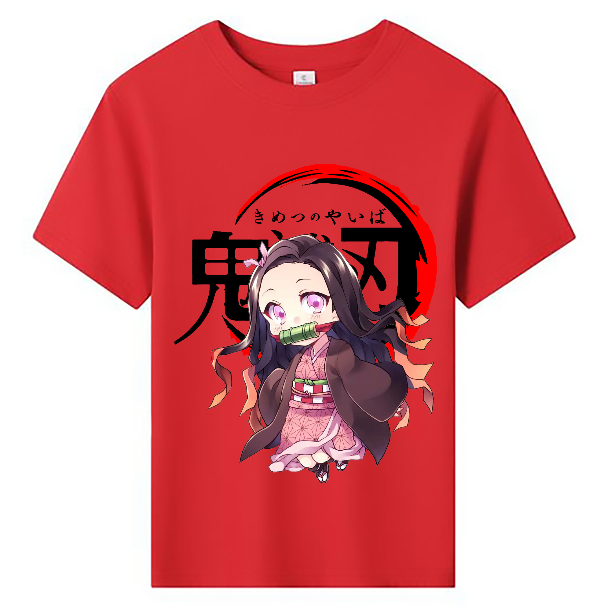（画像用） 鬼滅の刃（きめつのやいば）竈門 禰󠄀豆子／かまど ねずこ Kamado Nezuko 綿100％キッズTシャツ（フロントプリント）