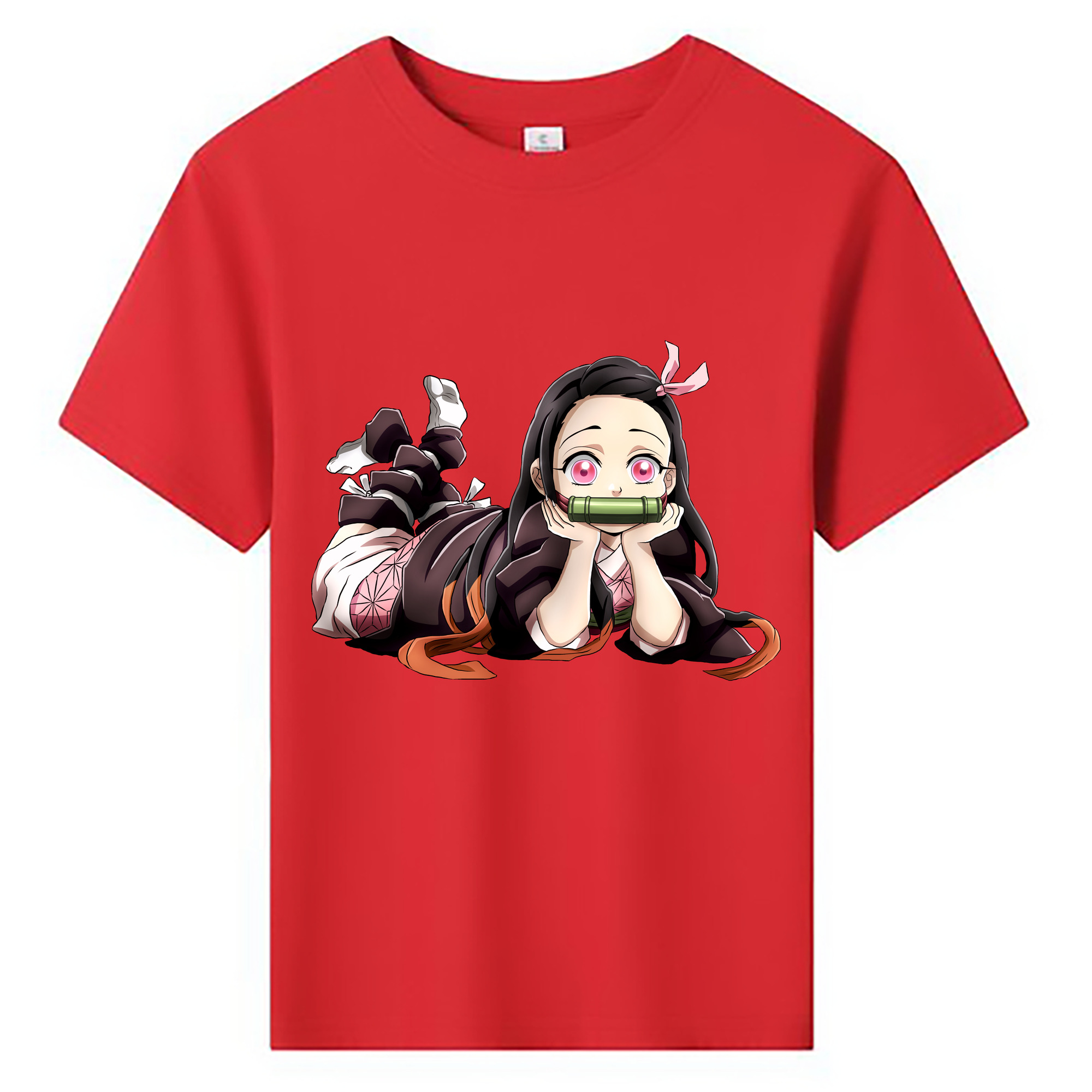 （画像用） 鬼滅の刃（きめつのやいば）竈門 禰󠄀豆子／かまど ねずこ Kamado Nezuko 綿100％キッズTシャツ（フロントプリント）