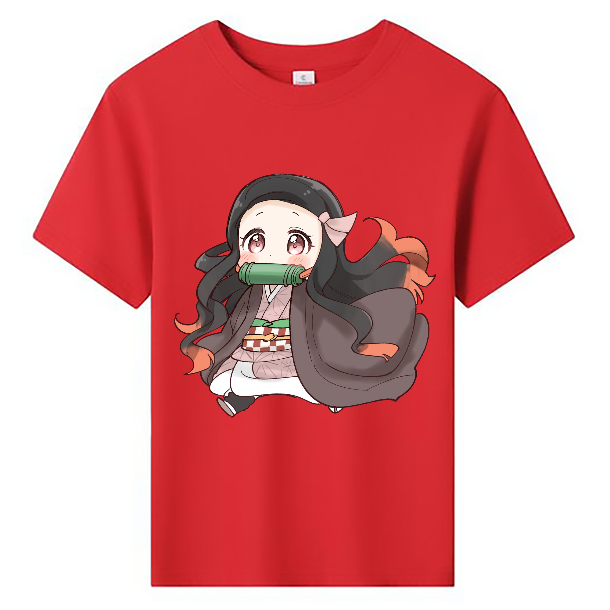（画像用） 鬼滅の刃（きめつのやいば）竈門 禰󠄀豆子／かまど ねずこ Kamado Nezuko 綿100％キッズTシャツ（フロントプリント）